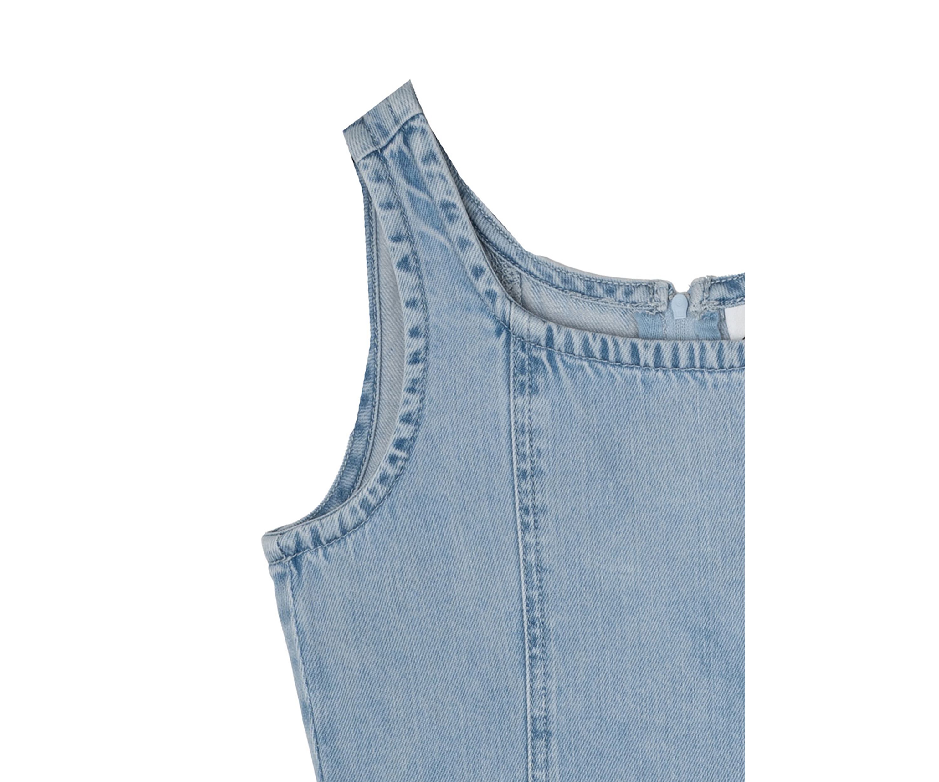 Girls 7-16 Denim Dress with Tiered Skirt