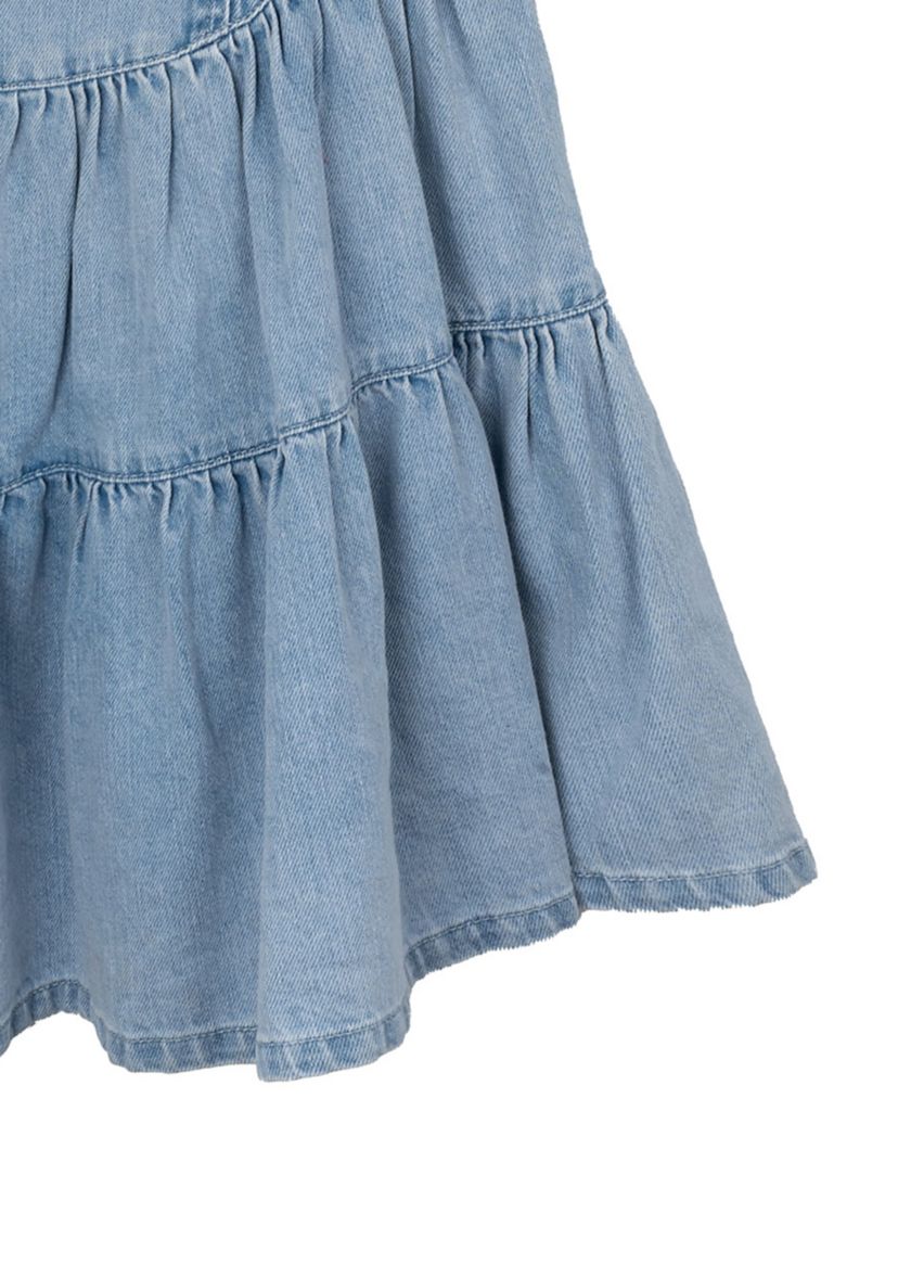 Girls 7-16 Denim Dress with Tiered Skirt