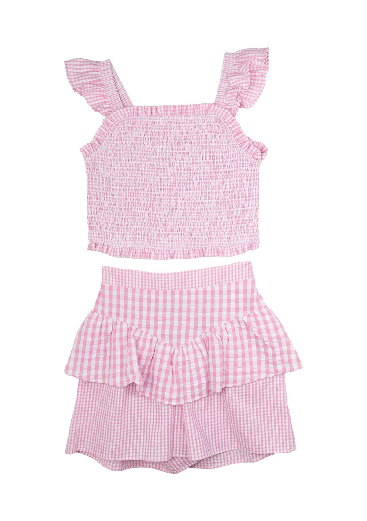 Girls 7-16 Gingham Top and Skort Set