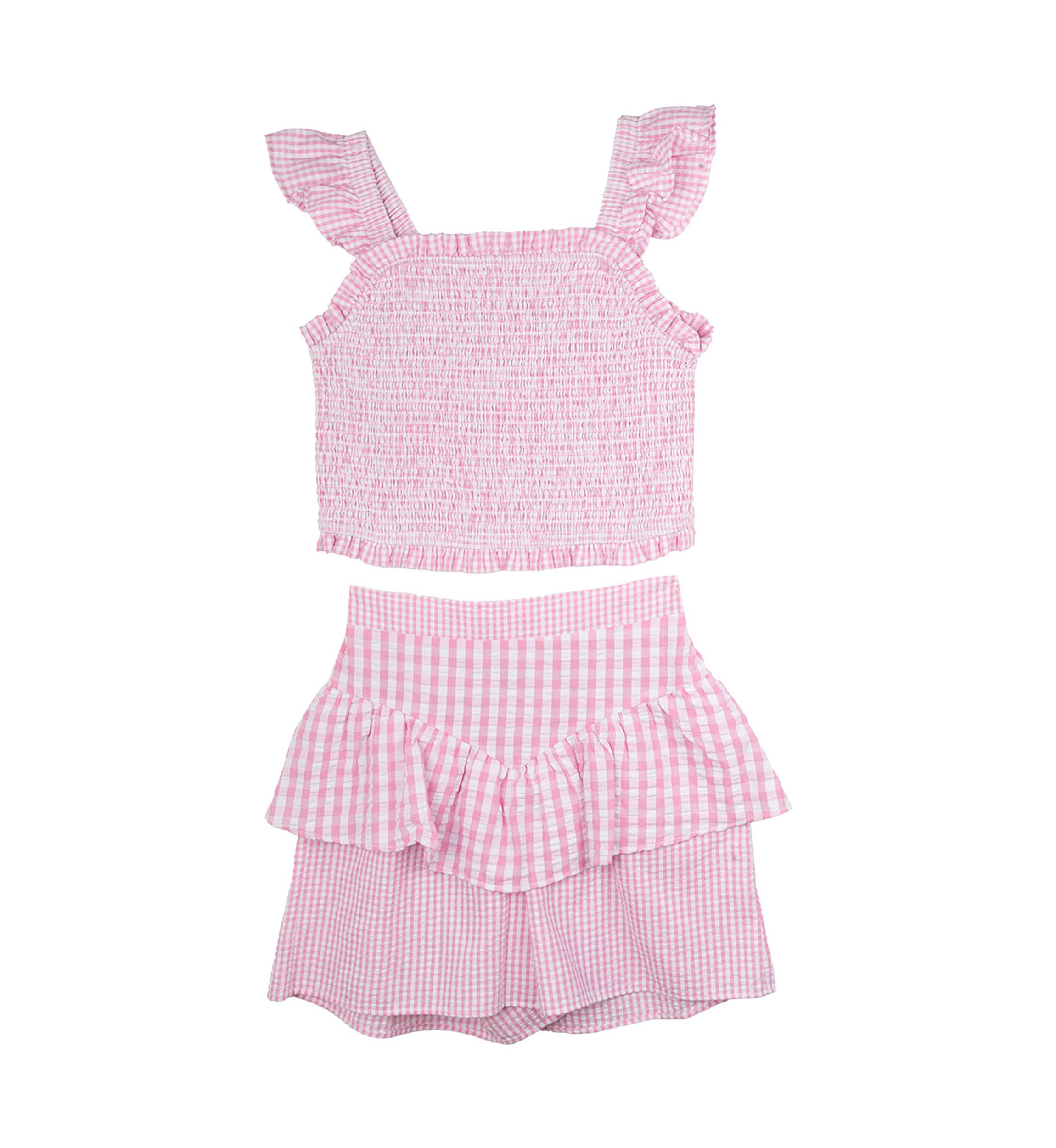 Girls 7-16 Gingham Top and Skort Set