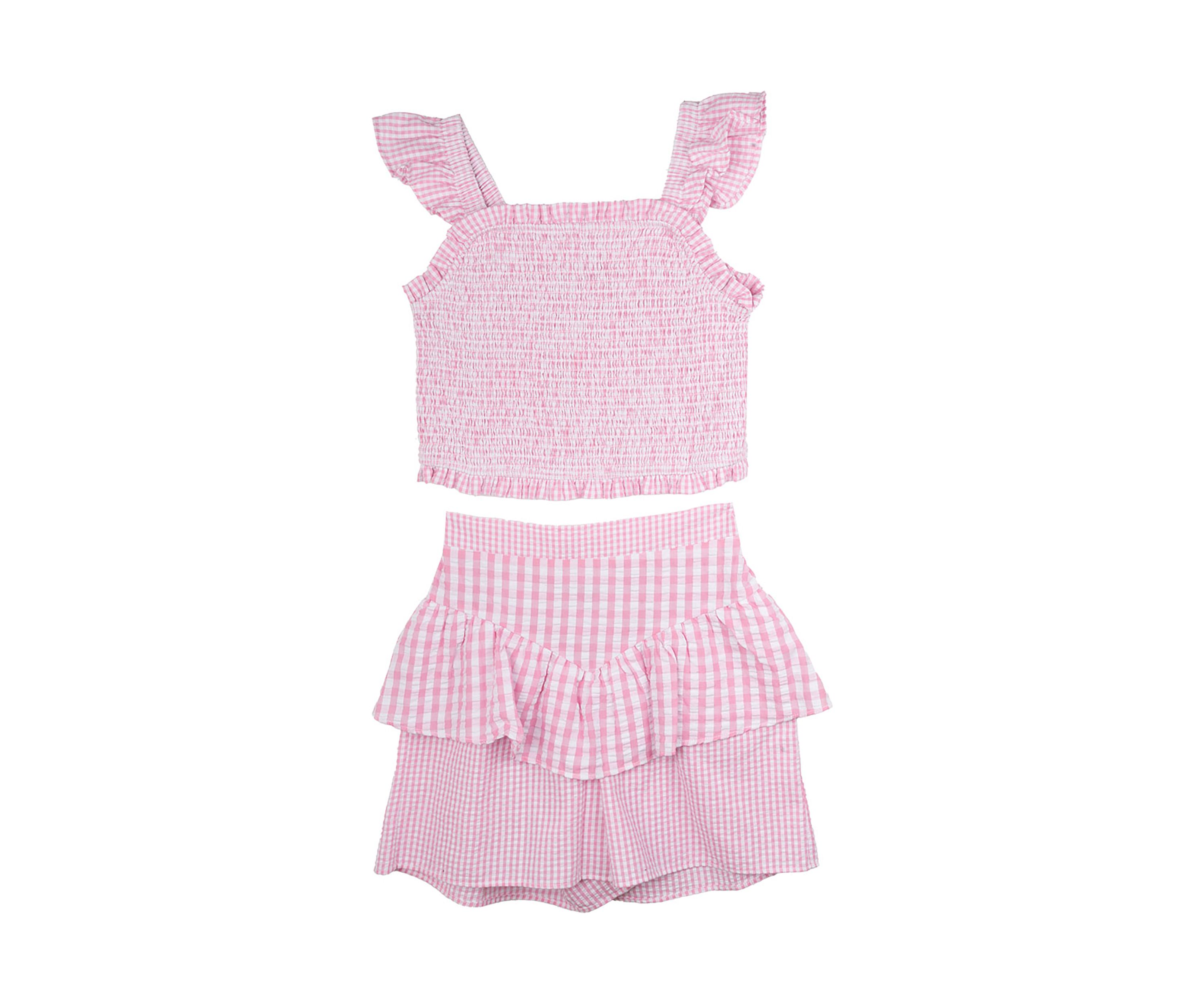Girls 7-16 Gingham Top and Skort Set