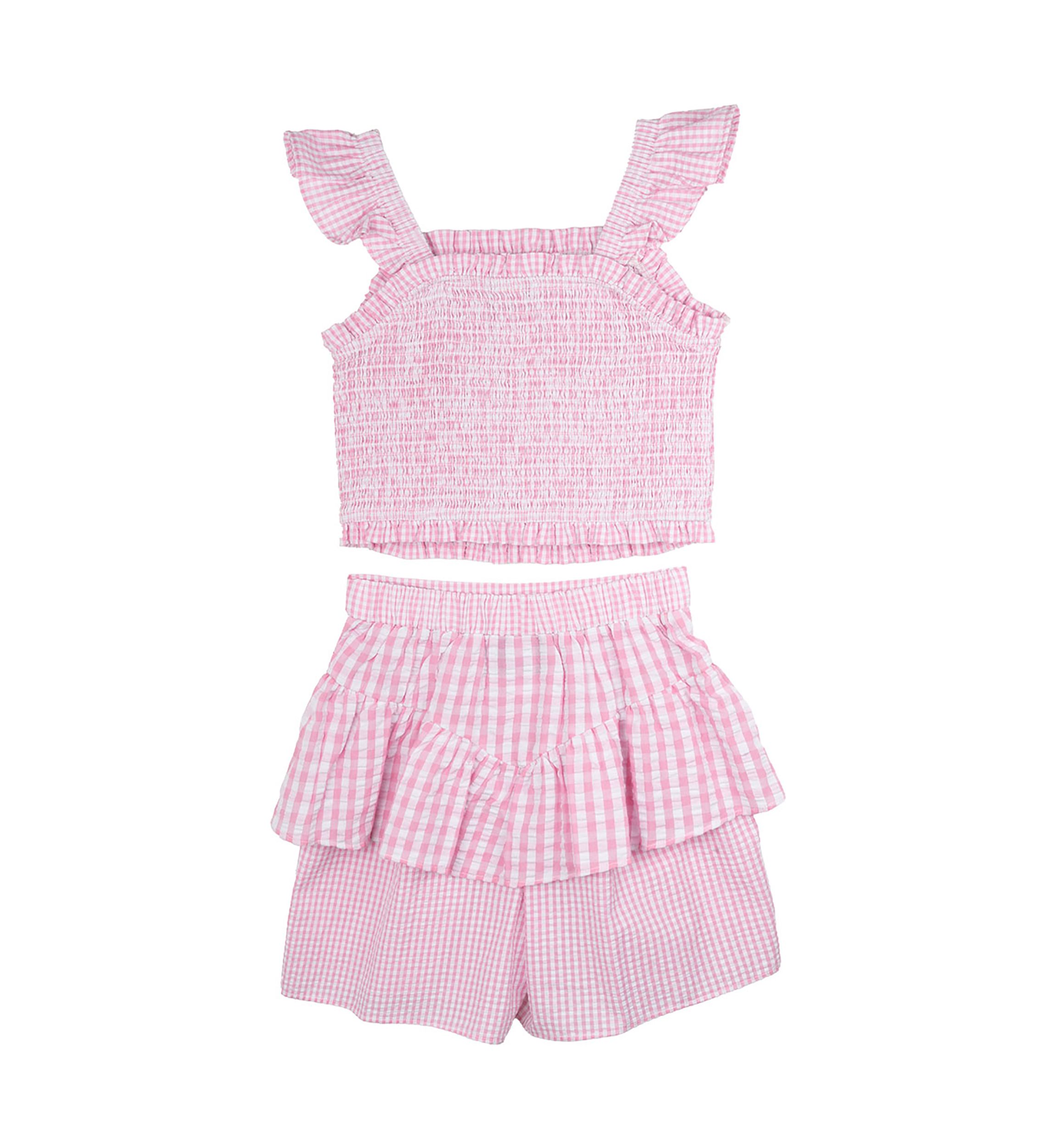 Girls 7-16 Gingham Top and Skort Set