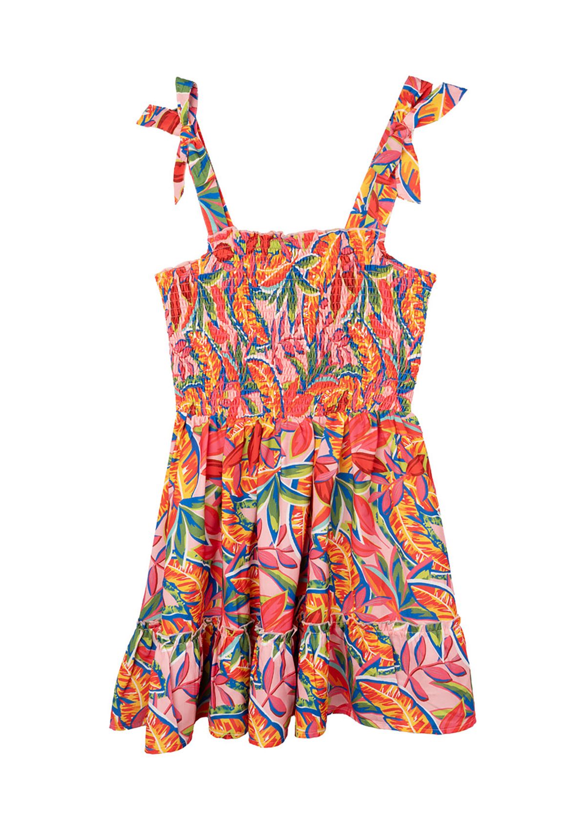 Girls 7-16 Floral Smocked Bodice Dress