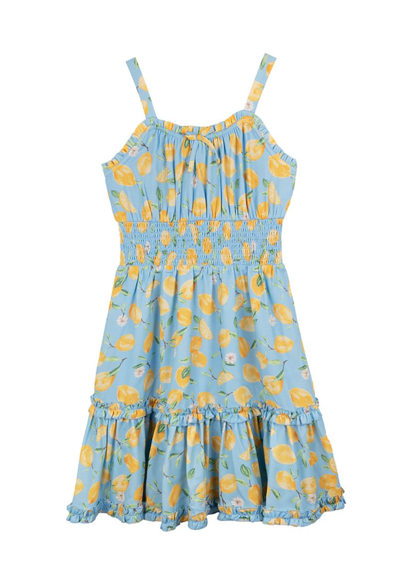 Girls 7-16 Lemon Print Smock Dress