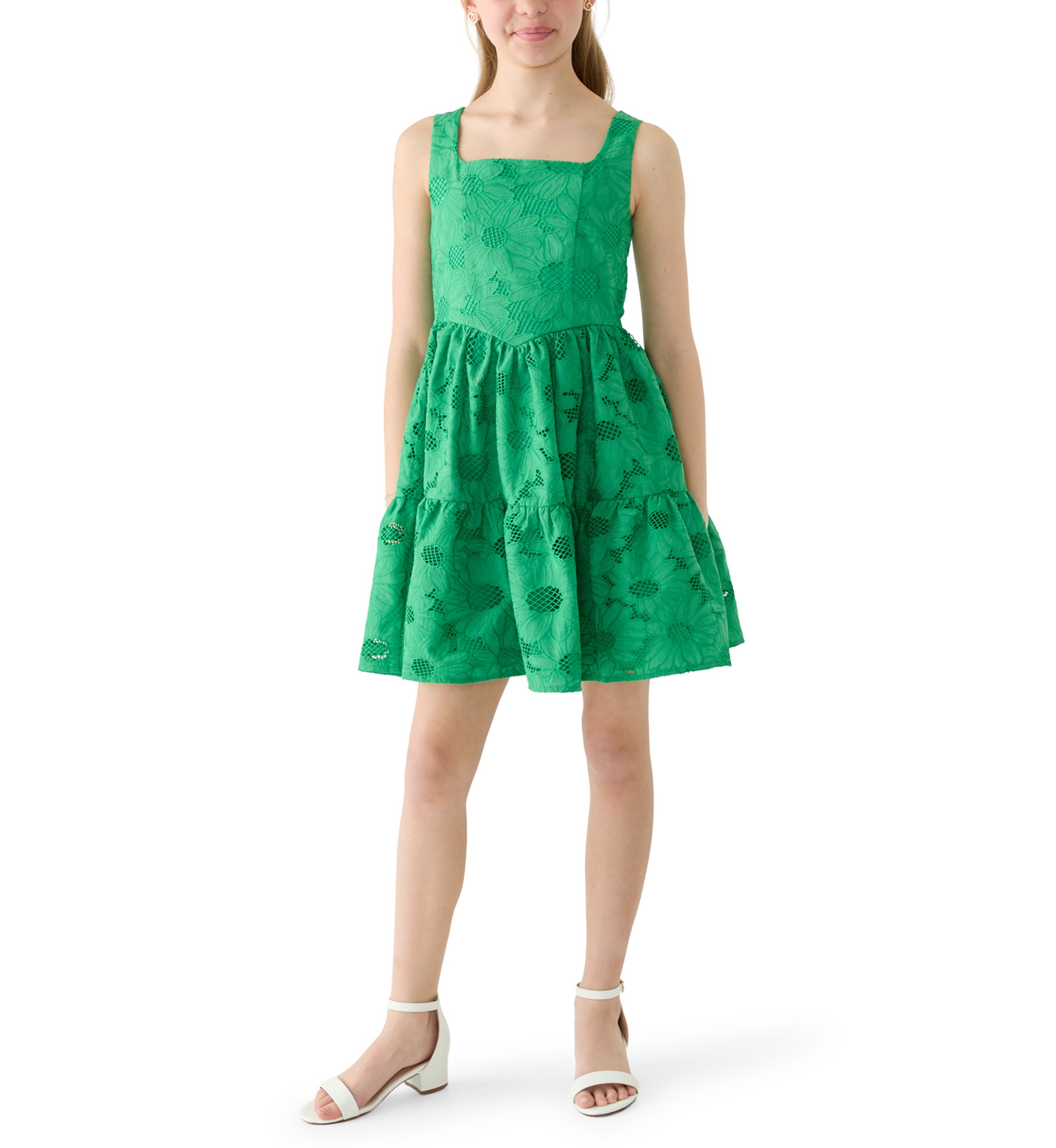 slim fit dress slacks Stretch Lace & Tulle Girls Plus Size Dress 14.5 / Lime