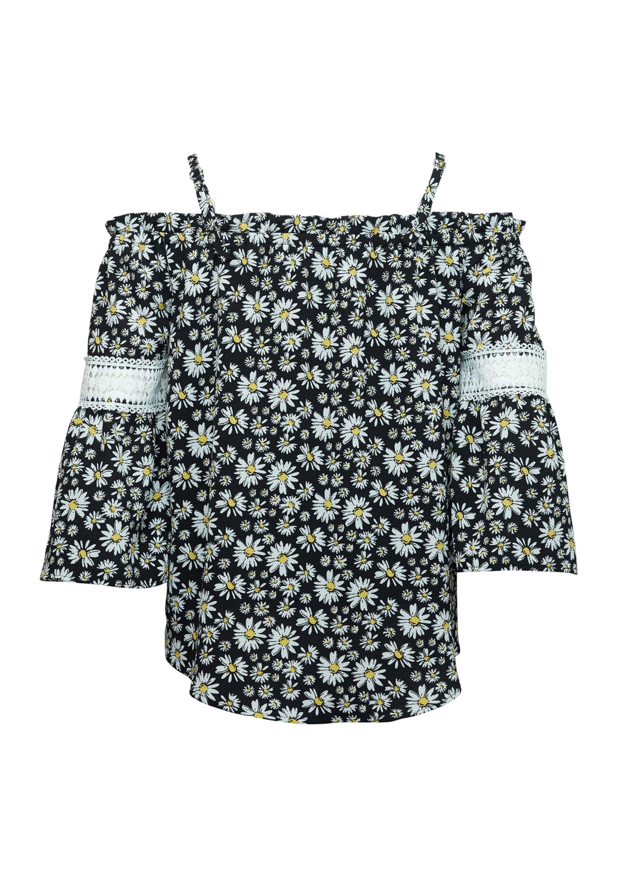 Girls 7-16 Floral Off the Shoulder Peasant Top with Necklace