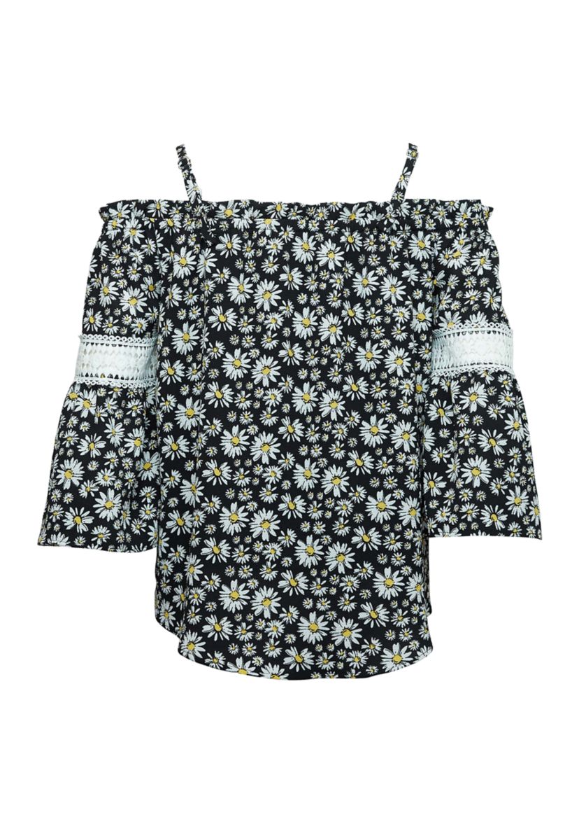 Girls 7-16 Floral Off the Shoulder Peasant Top with Necklace