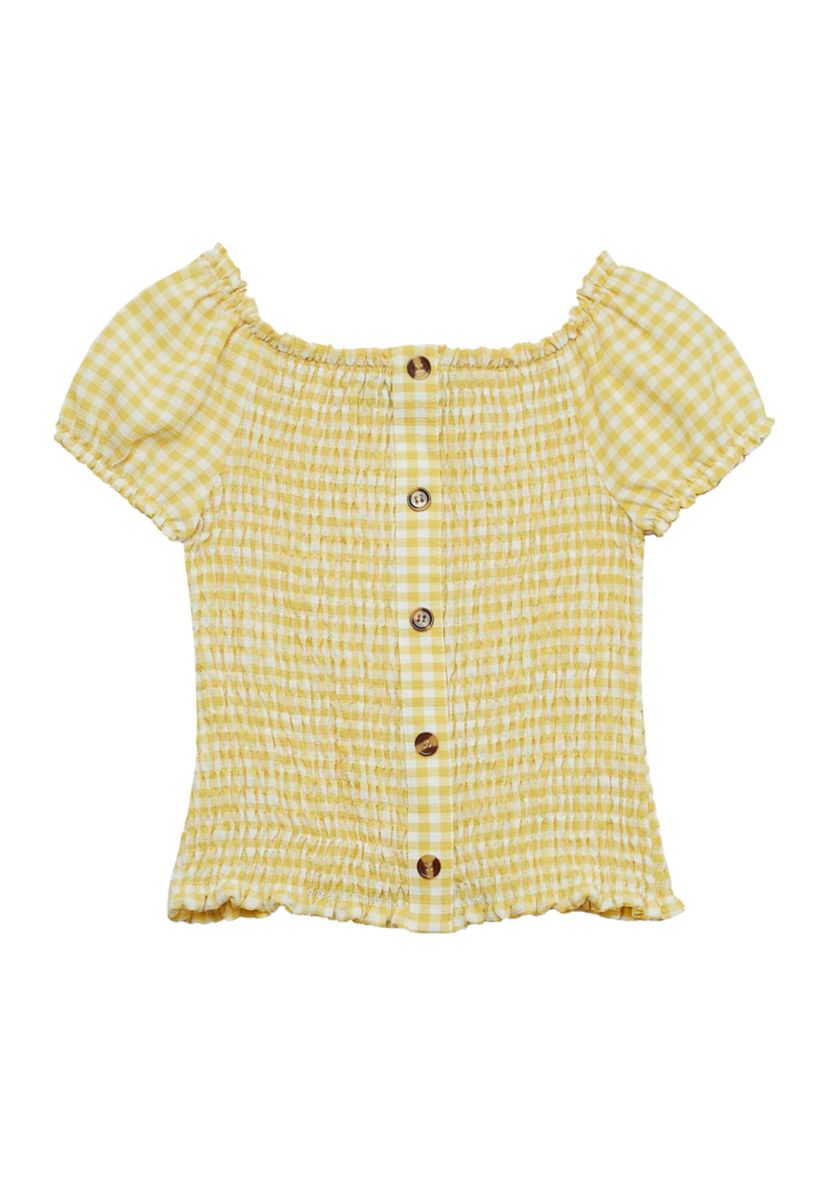 Girls 7-16 Short Sleeve Smocked Top and Mini Skirt Set 
