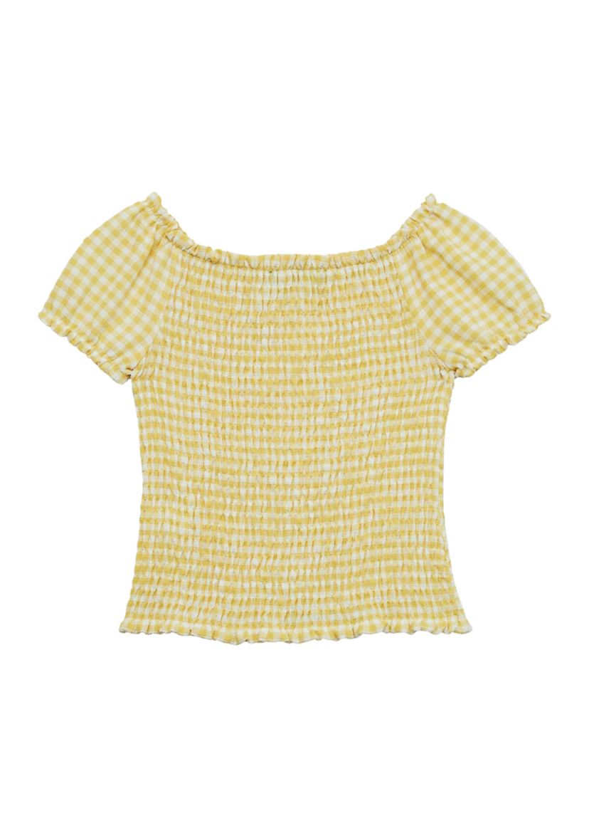 Girls 7-16 Short Sleeve Smocked Top and Mini Skirt Set 