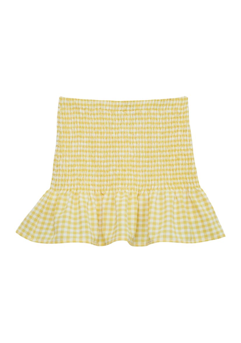 Girls 7-16 Short Sleeve Smocked Top and Mini Skirt Set 