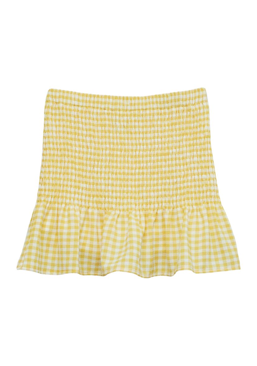Girls 7-16 Short Sleeve Smocked Top and Mini Skirt Set 