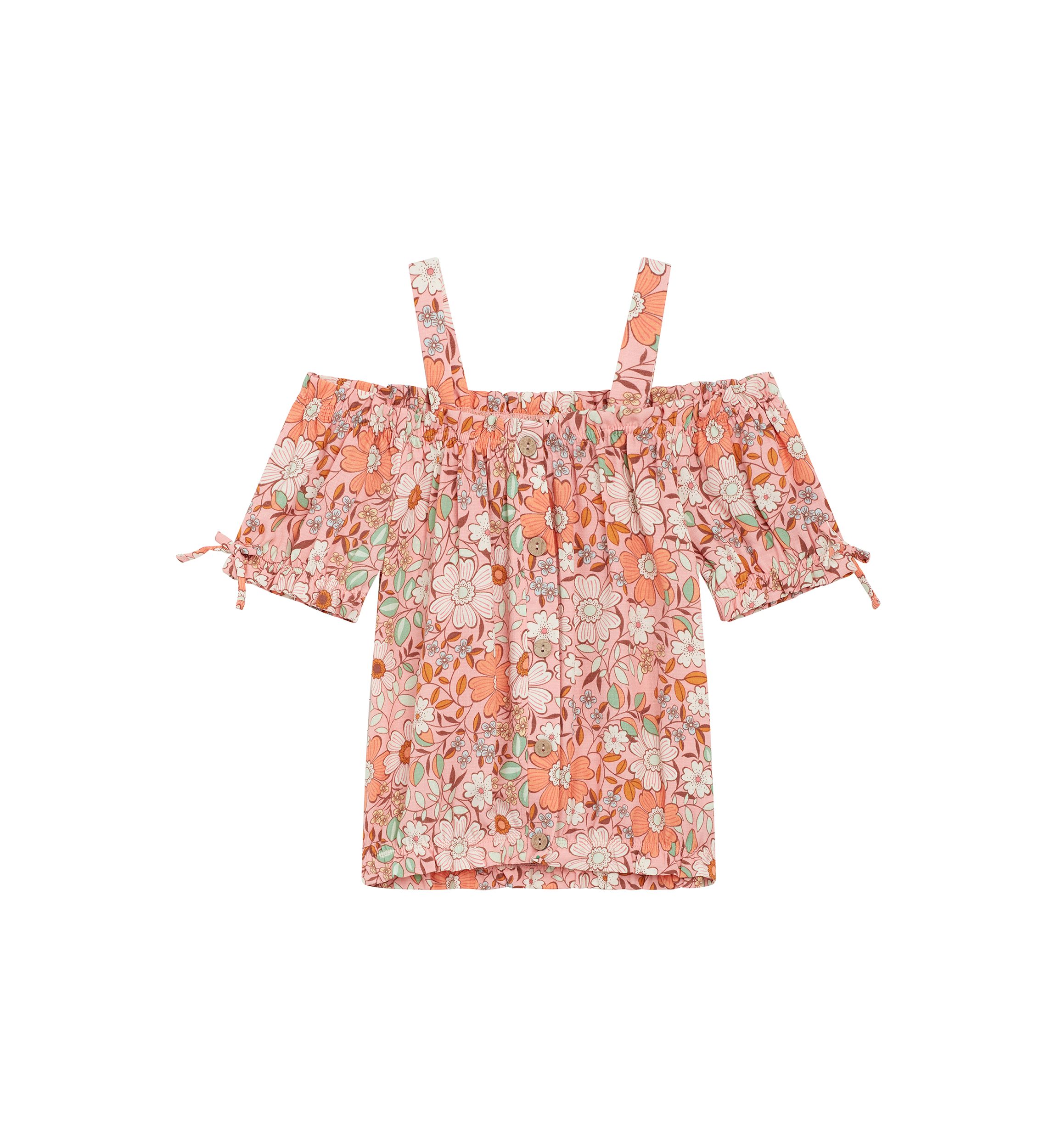 Girls 7-16 Off the Shoulder Printed Top