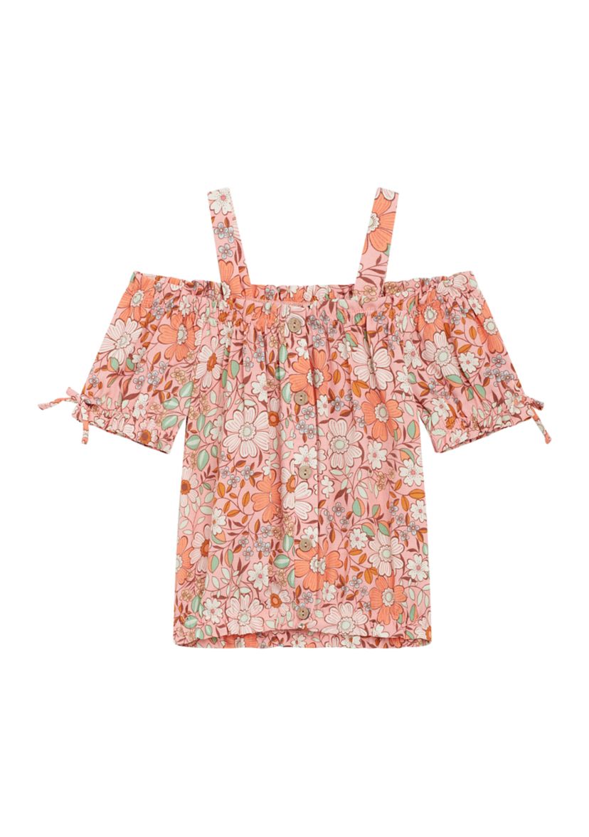 Girls 7-16 Off the Shoulder Printed Top