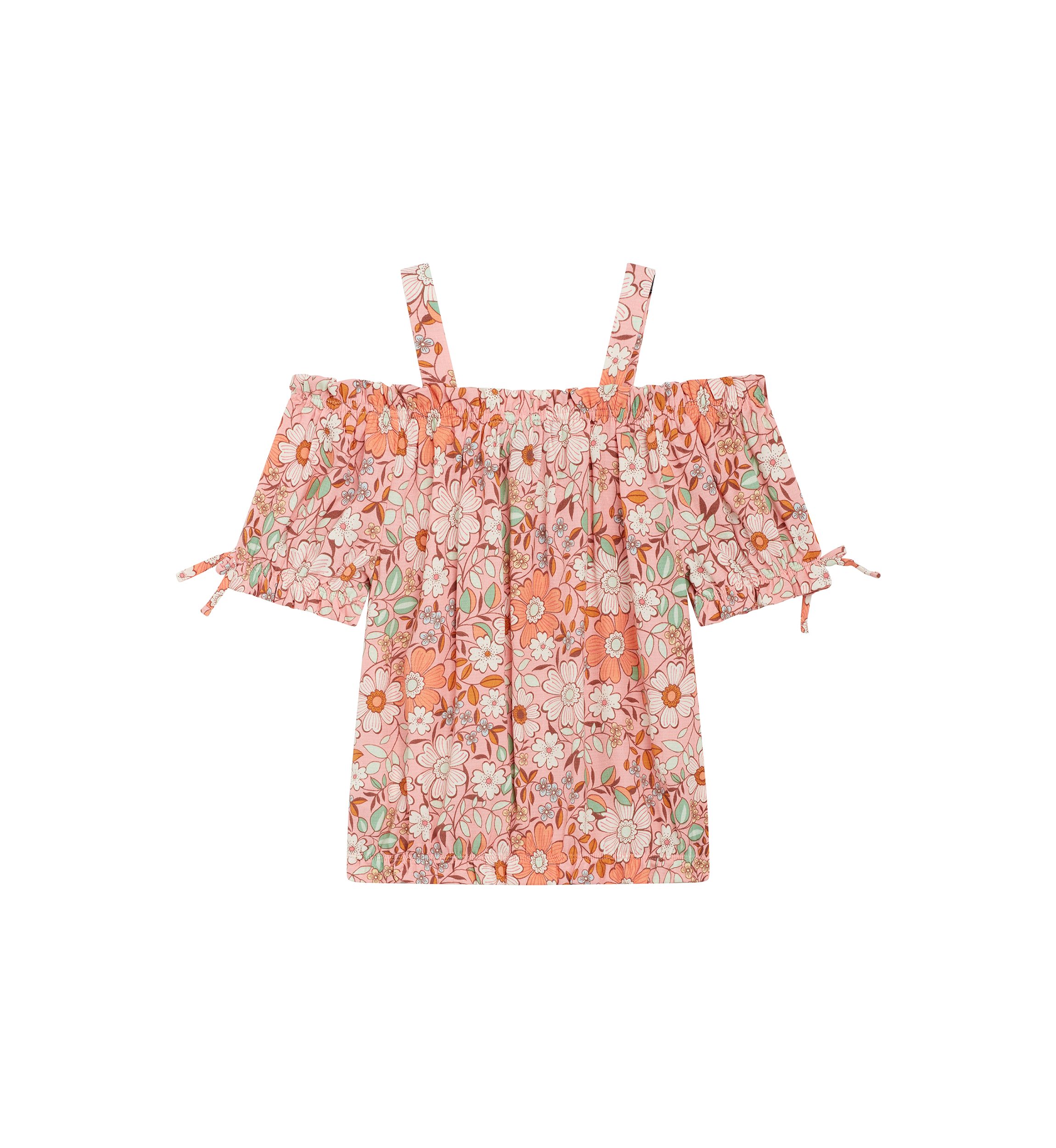 Girls 7-16 Off the Shoulder Printed Top