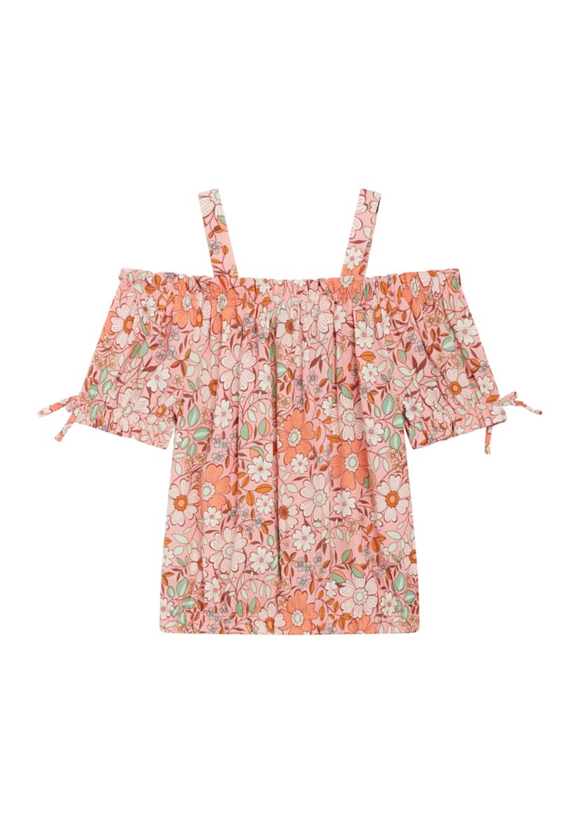Girls 7-16 Off the Shoulder Printed Top