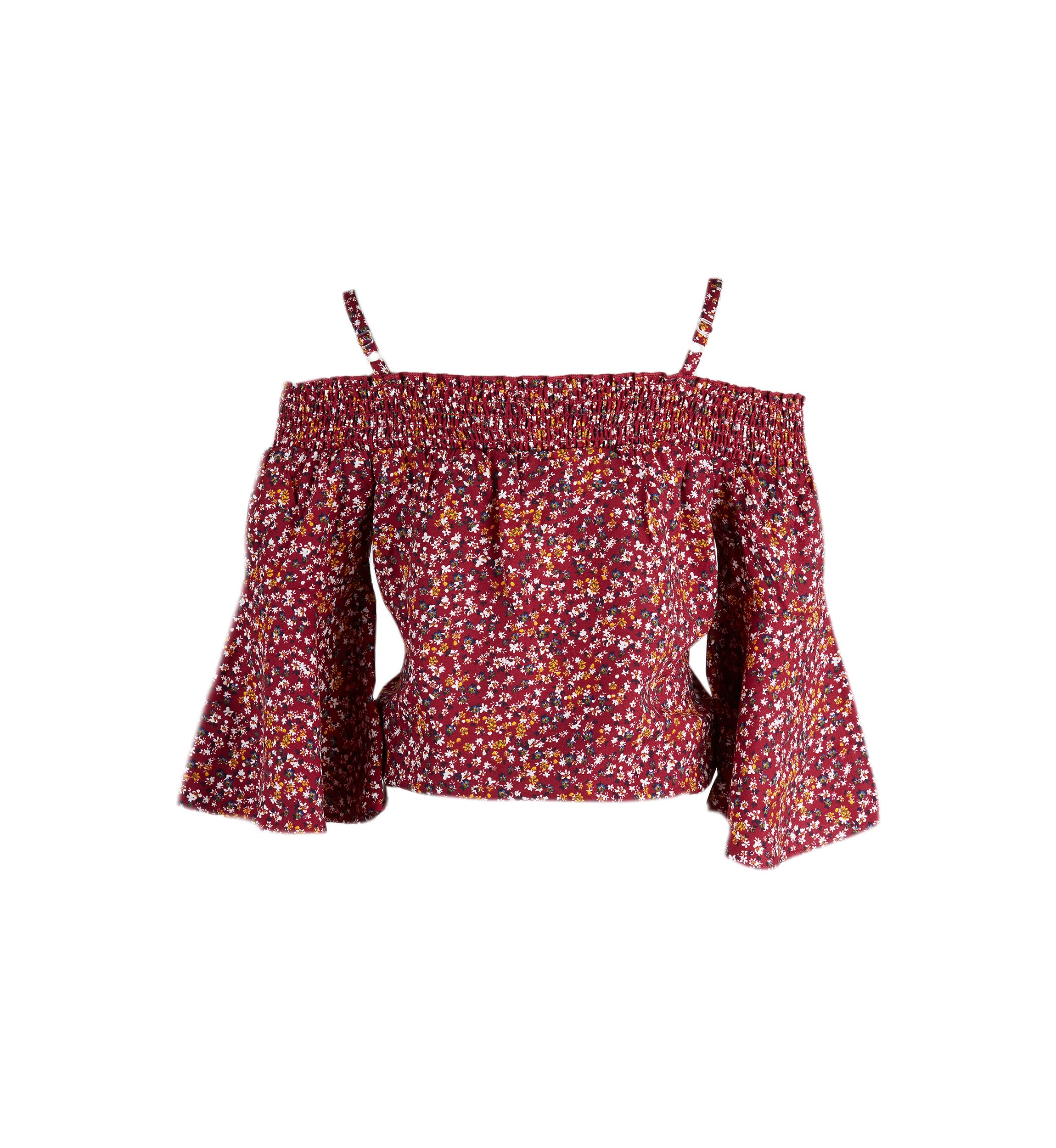 Girls 7-16 Floral Off the Shoulder Top with Necklace