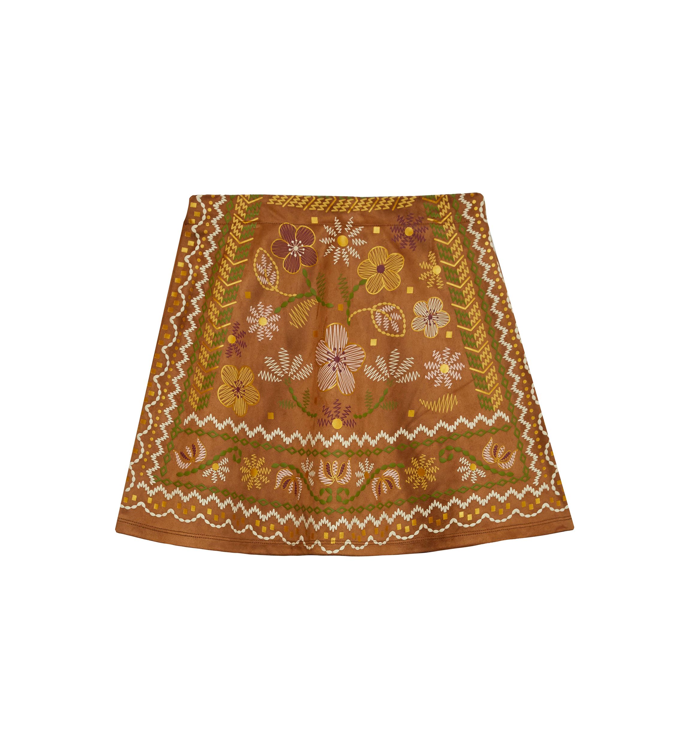 Girls 7-16 Puff Print Suede Skirt