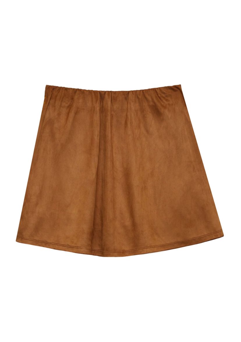 Girls 7-16 Puff Print Suede Skirt