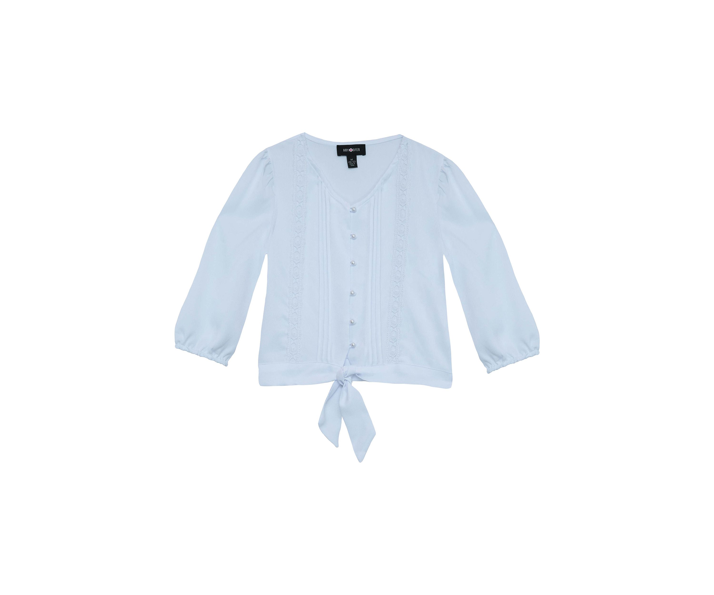 Girls 7-16 Long Sleeve Lace Trim Top