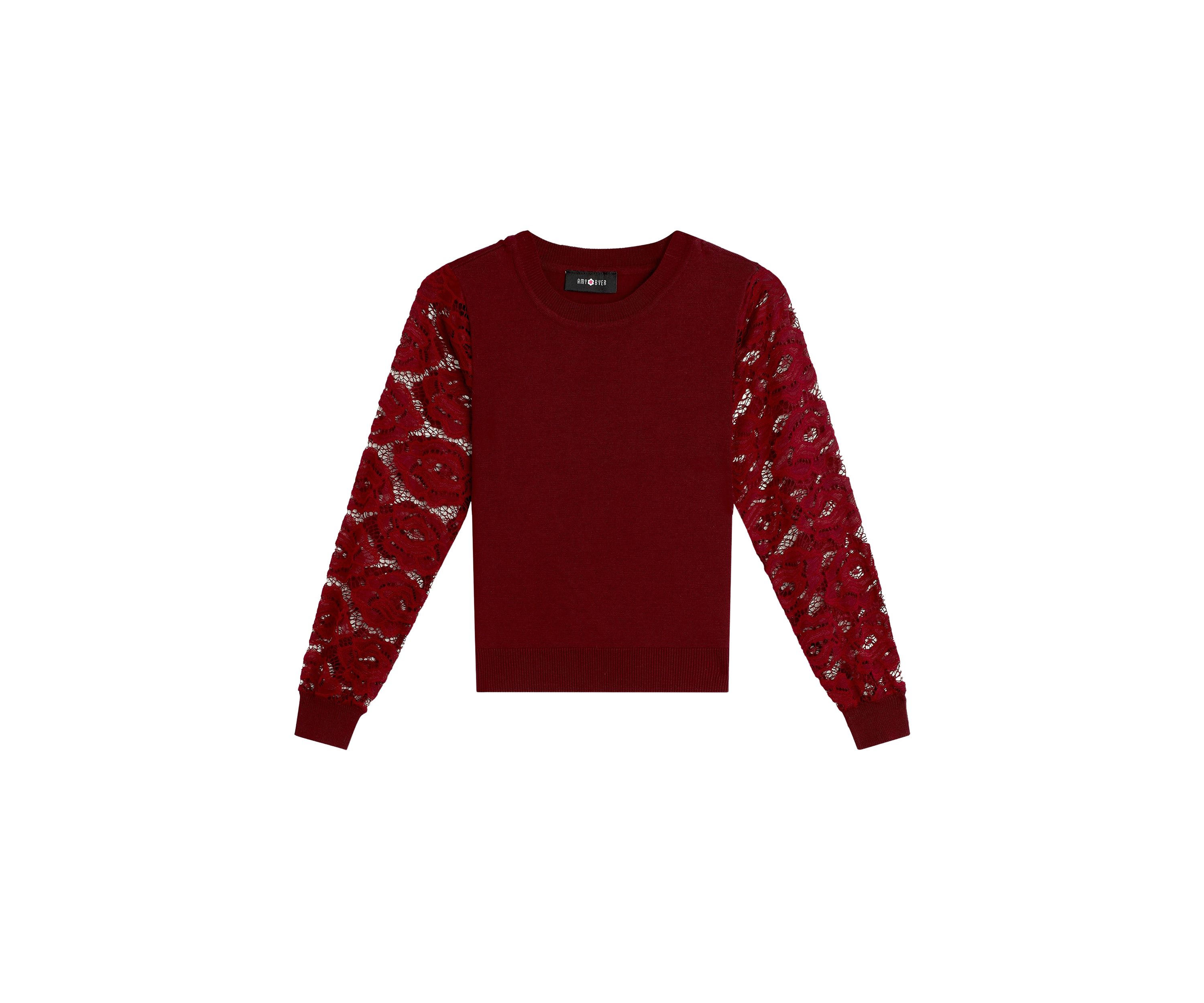 Girls 7-16 Lace Sleeve Sweater
