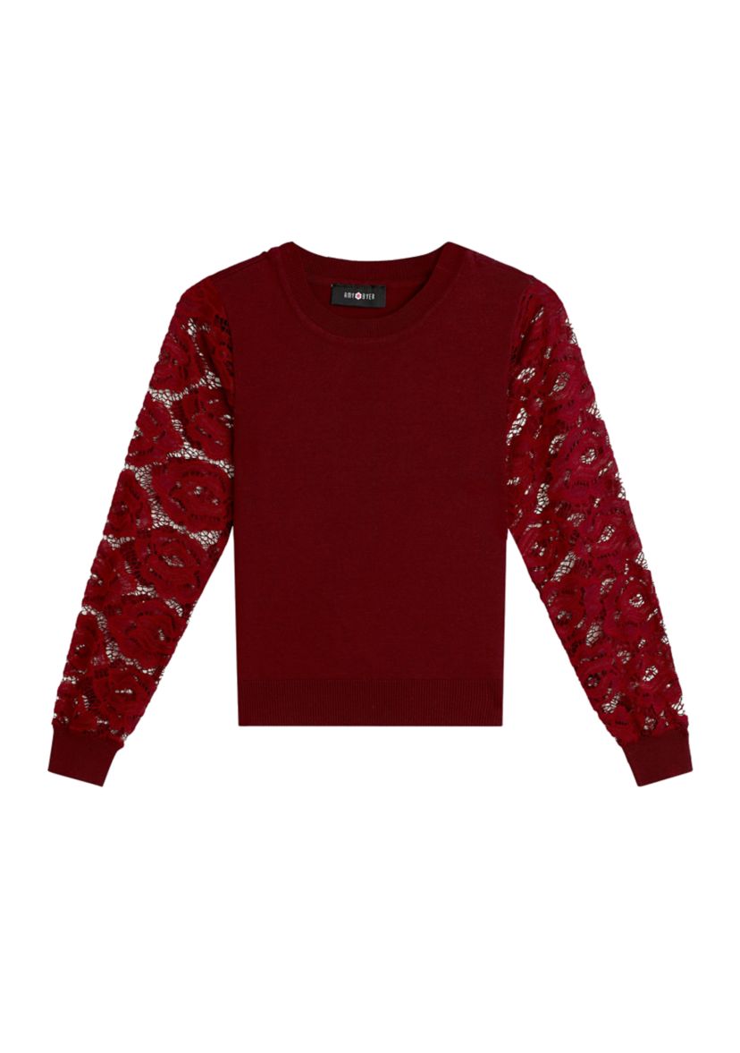 Girls 7-16 Lace Sleeve Sweater