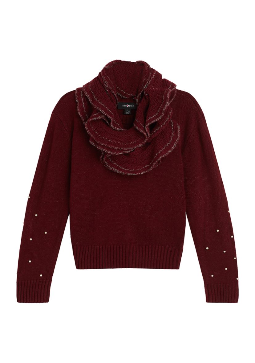 Girls 7-16 Pearl Trim Sweater