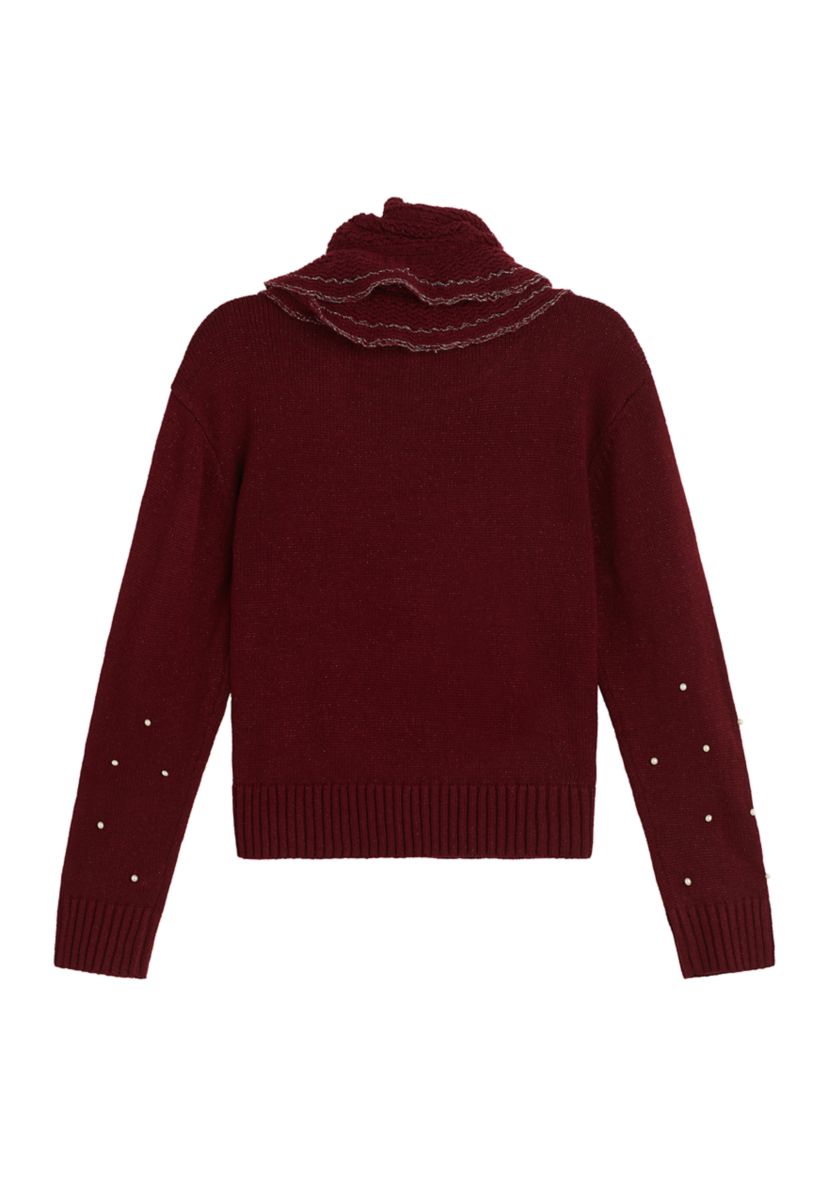 Girls 7-16 Pearl Trim Sweater