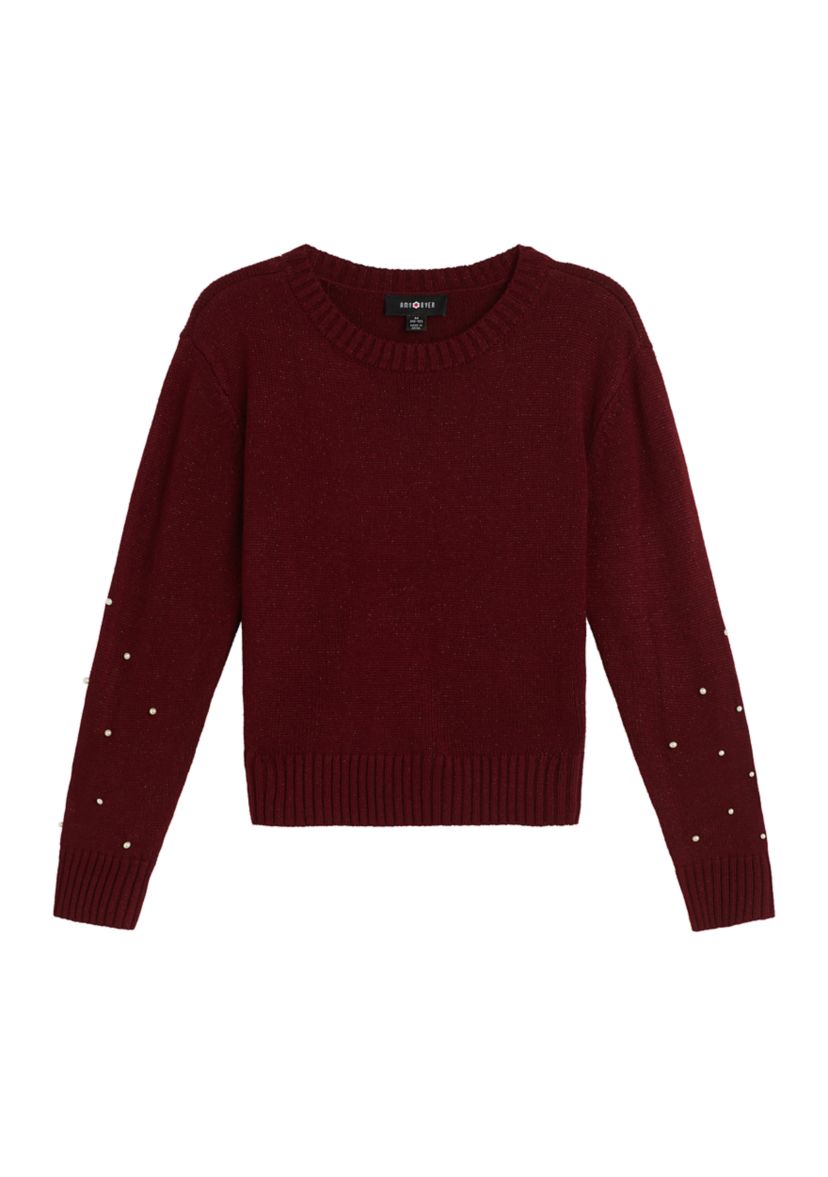 Girls 7-16 Pearl Trim Sweater