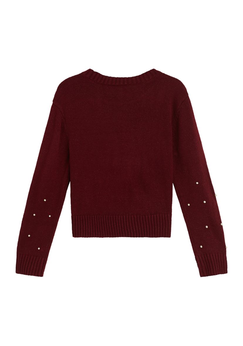 Girls 7-16 Pearl Trim Sweater