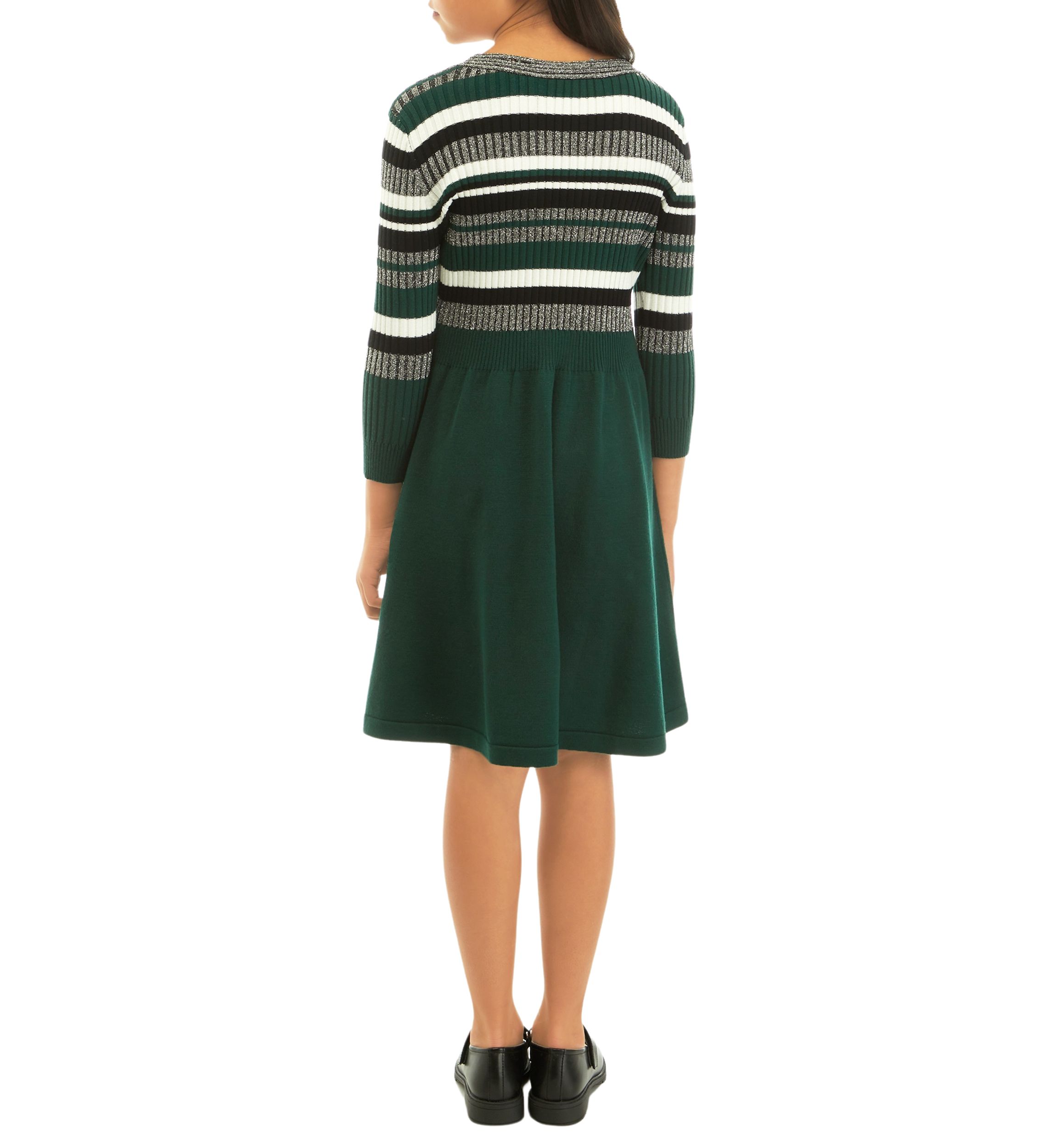 Girls 7-16 Metallic Stripe Sweater Knit Dress