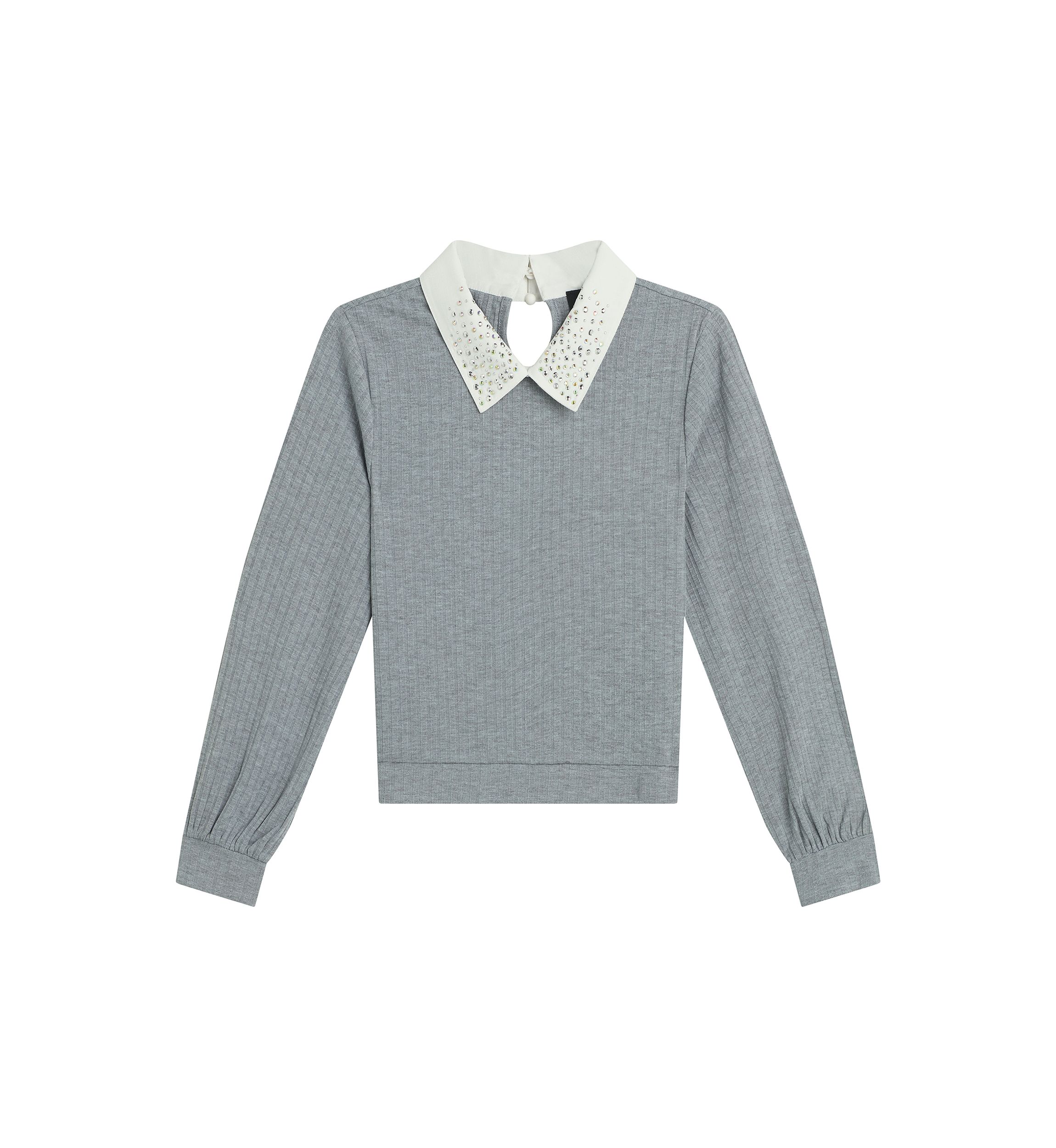 Girls 7-16 Jeweled Collar Top