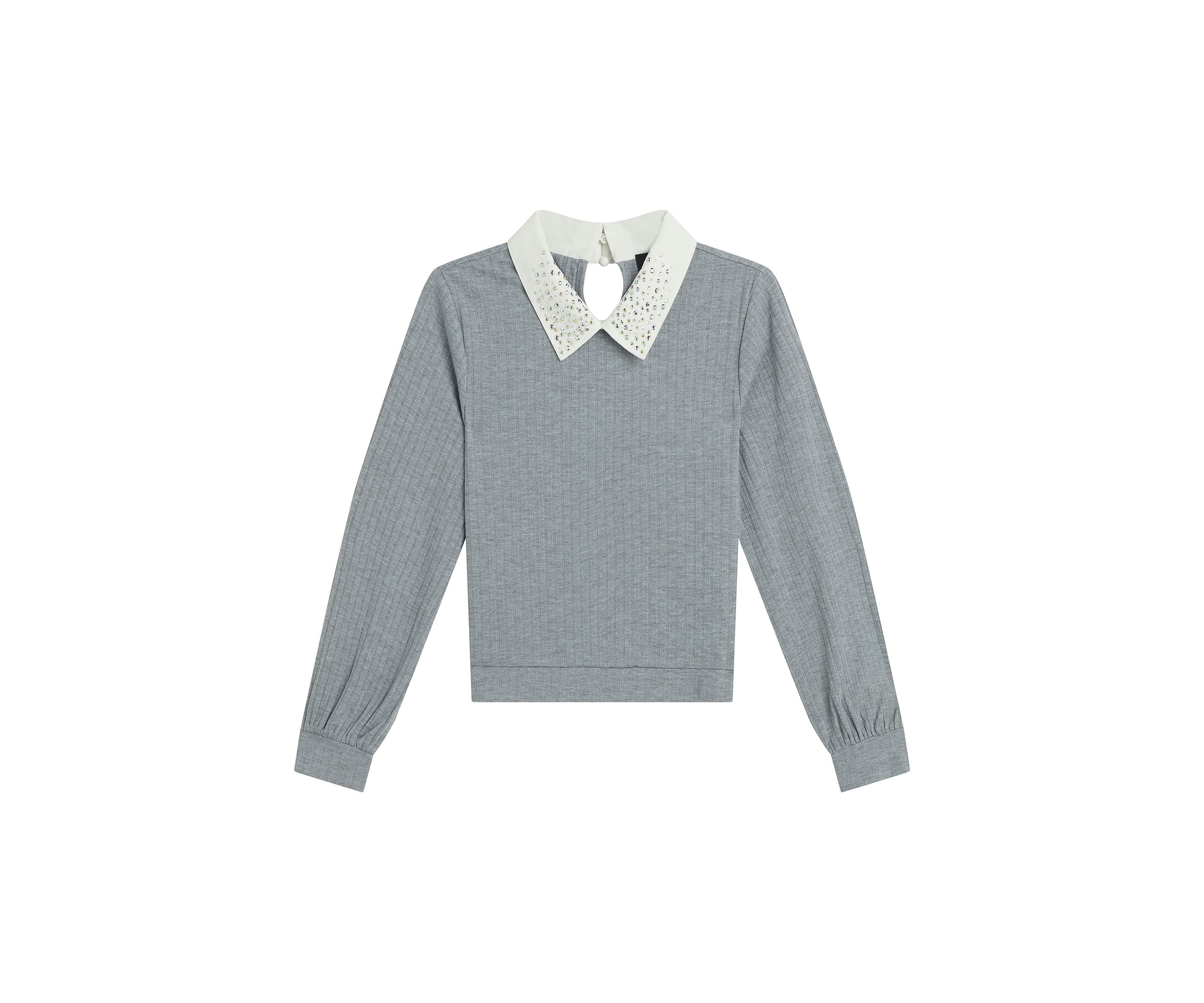Girls 7-16 Jeweled Collar Top