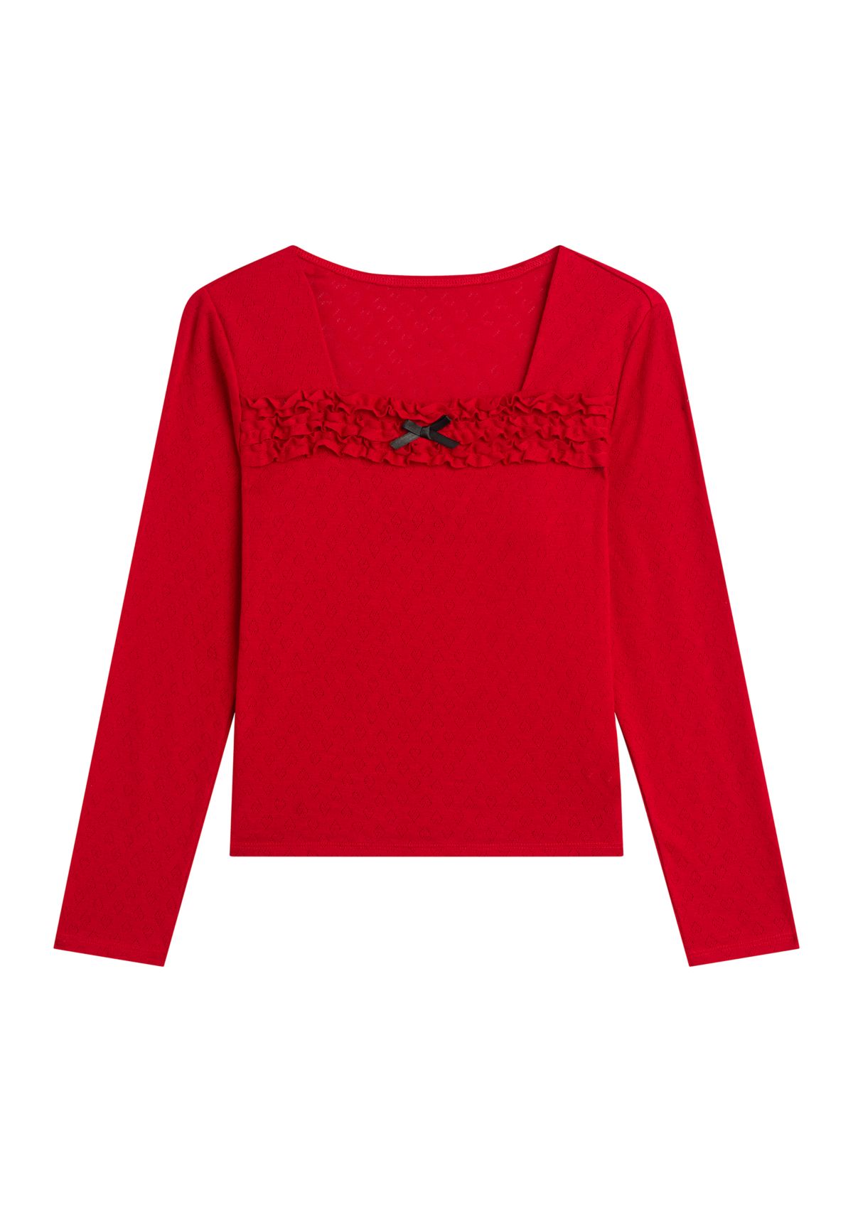 Girls 7-16 Printed Heart Pointelle Top