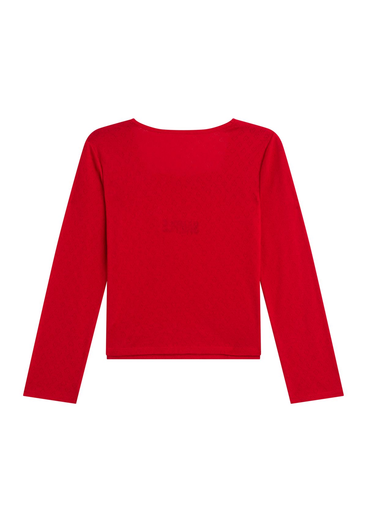 Girls 7-16 Printed Heart Pointelle Top