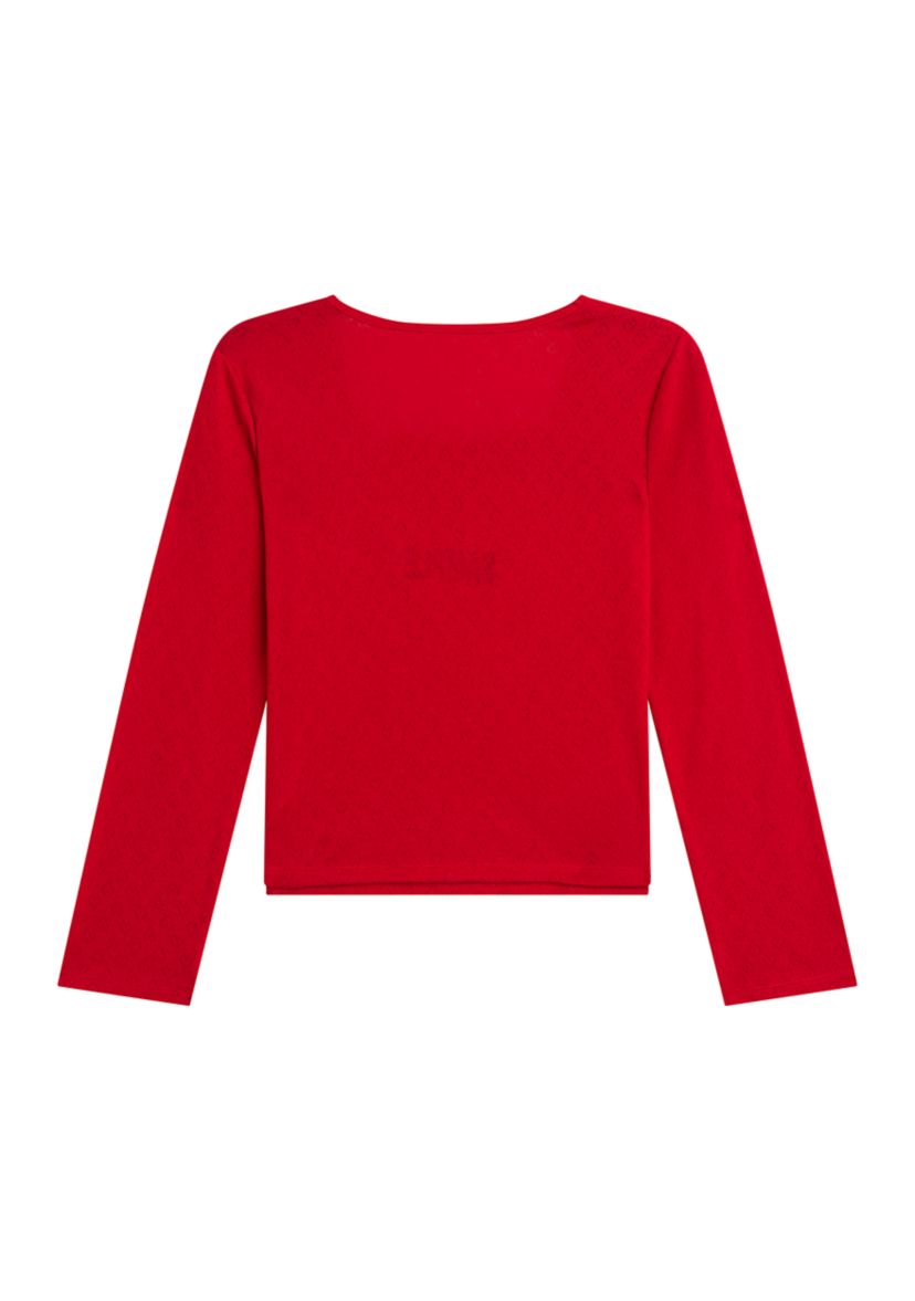 Girls 7-16 Printed Heart Pointelle Top