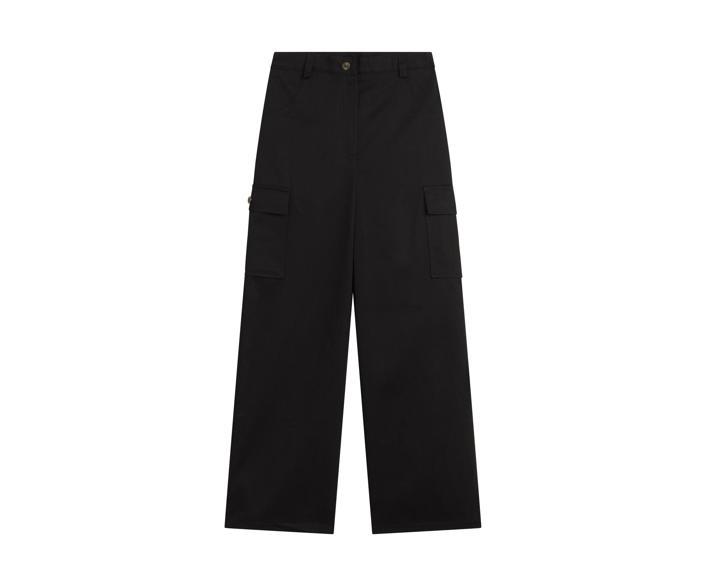 Girls 7-16 Black Cargo Wide Leg Pants