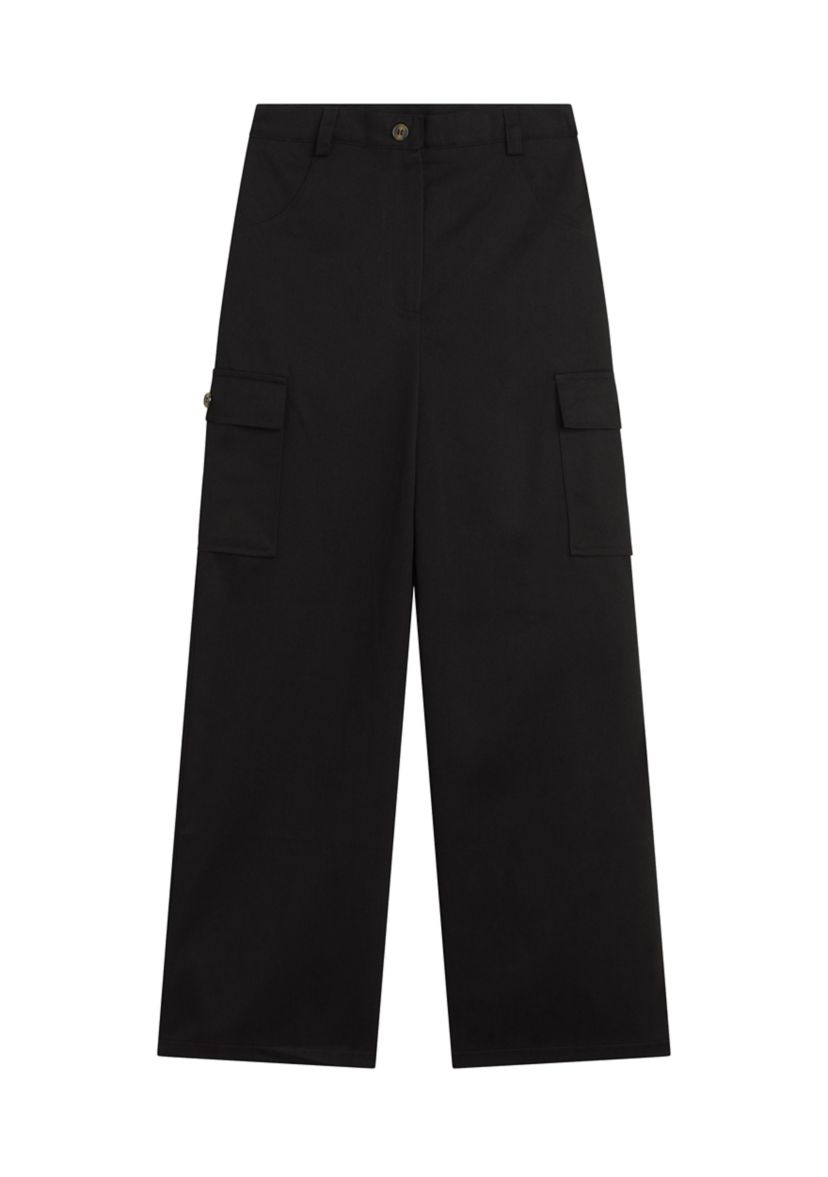 Girls 7-16 Black Cargo Wide Leg Pants