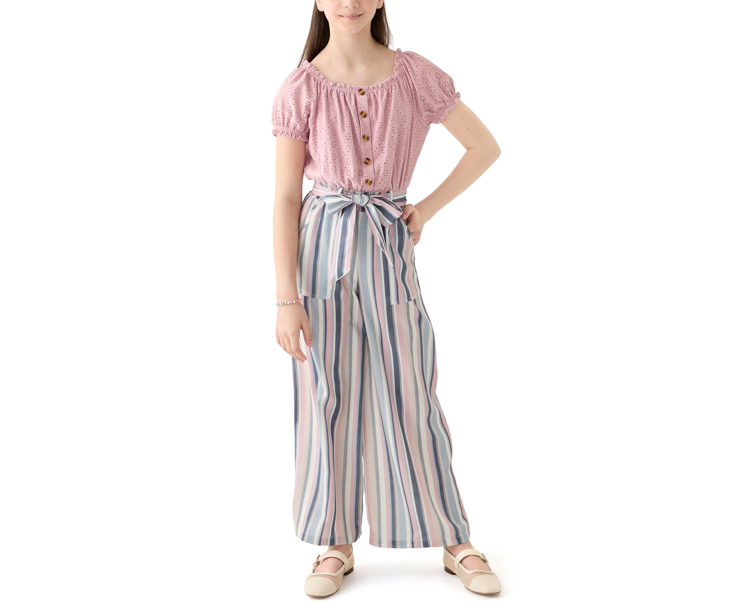 Girls 7-16 Striped Jumpsuit