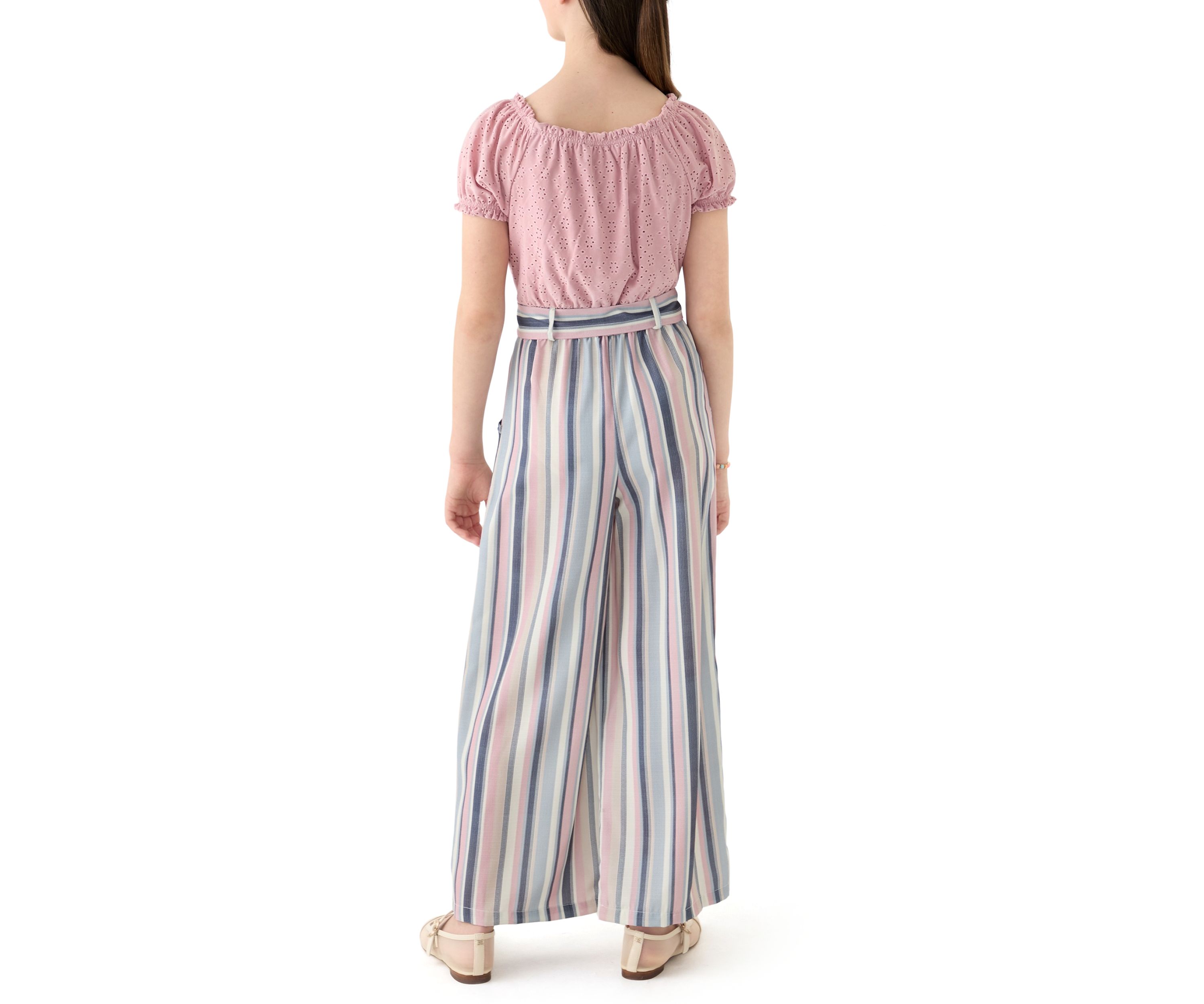 Girls 7-16 Striped Jumpsuit