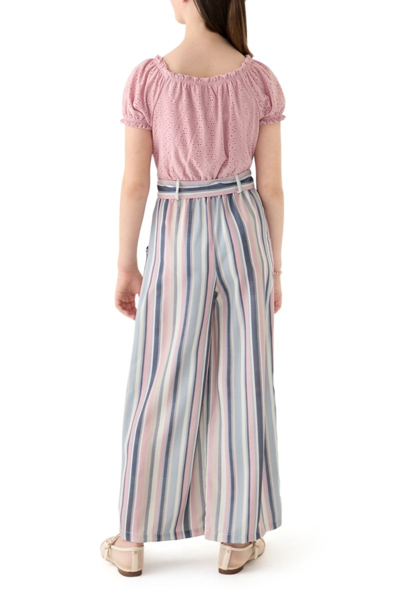 Girls 7-16 Striped Jumpsuit