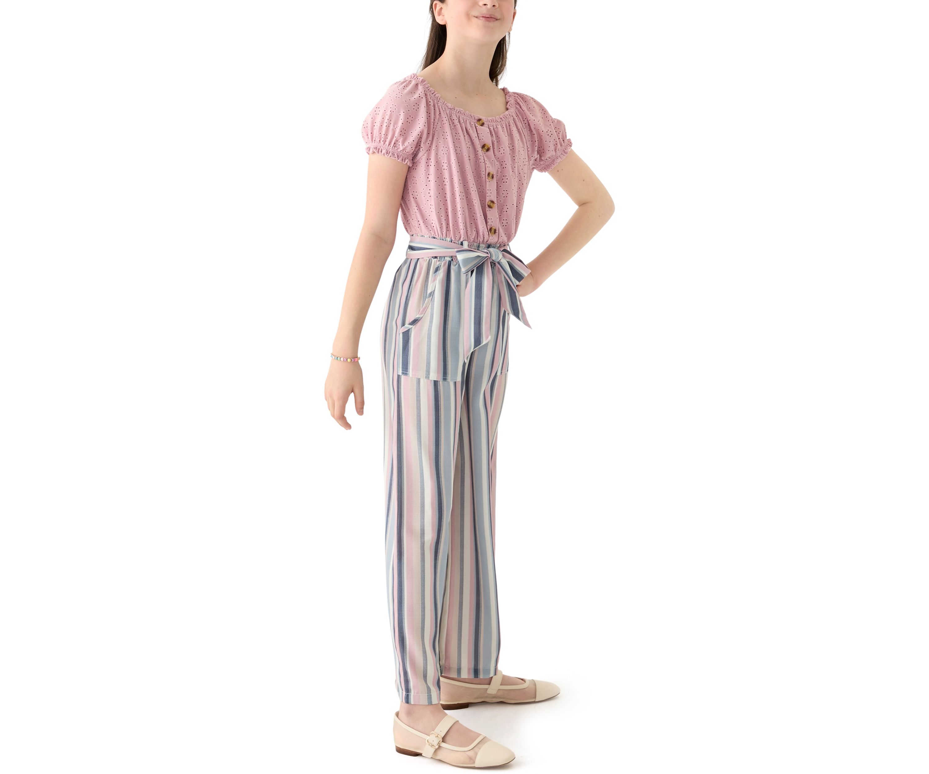 Girls 7-16 Striped Jumpsuit