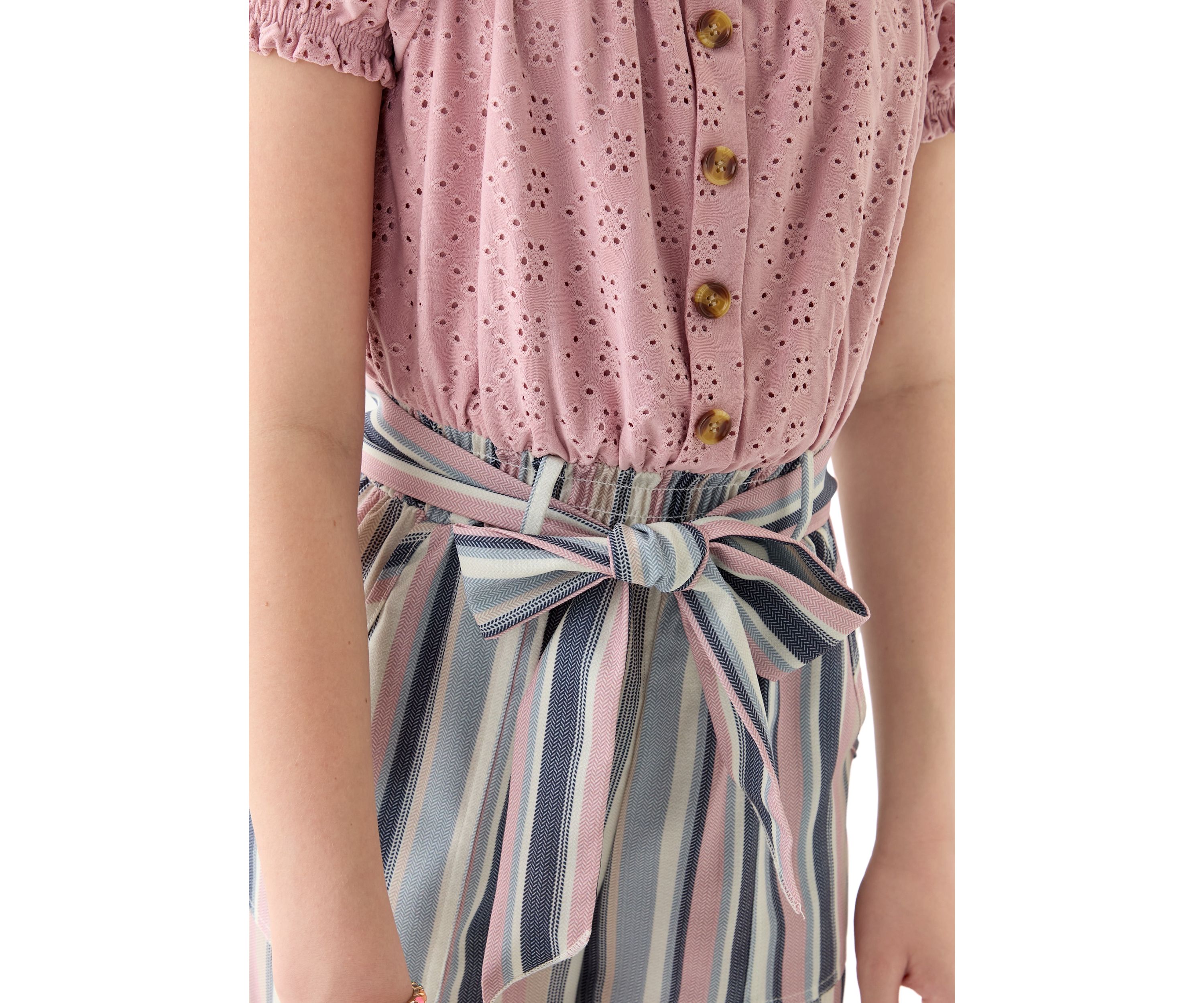 Girls 7-16 Striped Jumpsuit