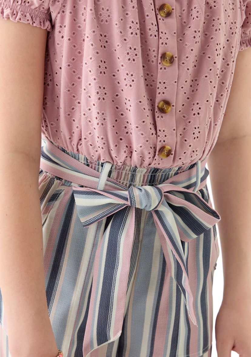 Girls 7-16 Striped Jumpsuit