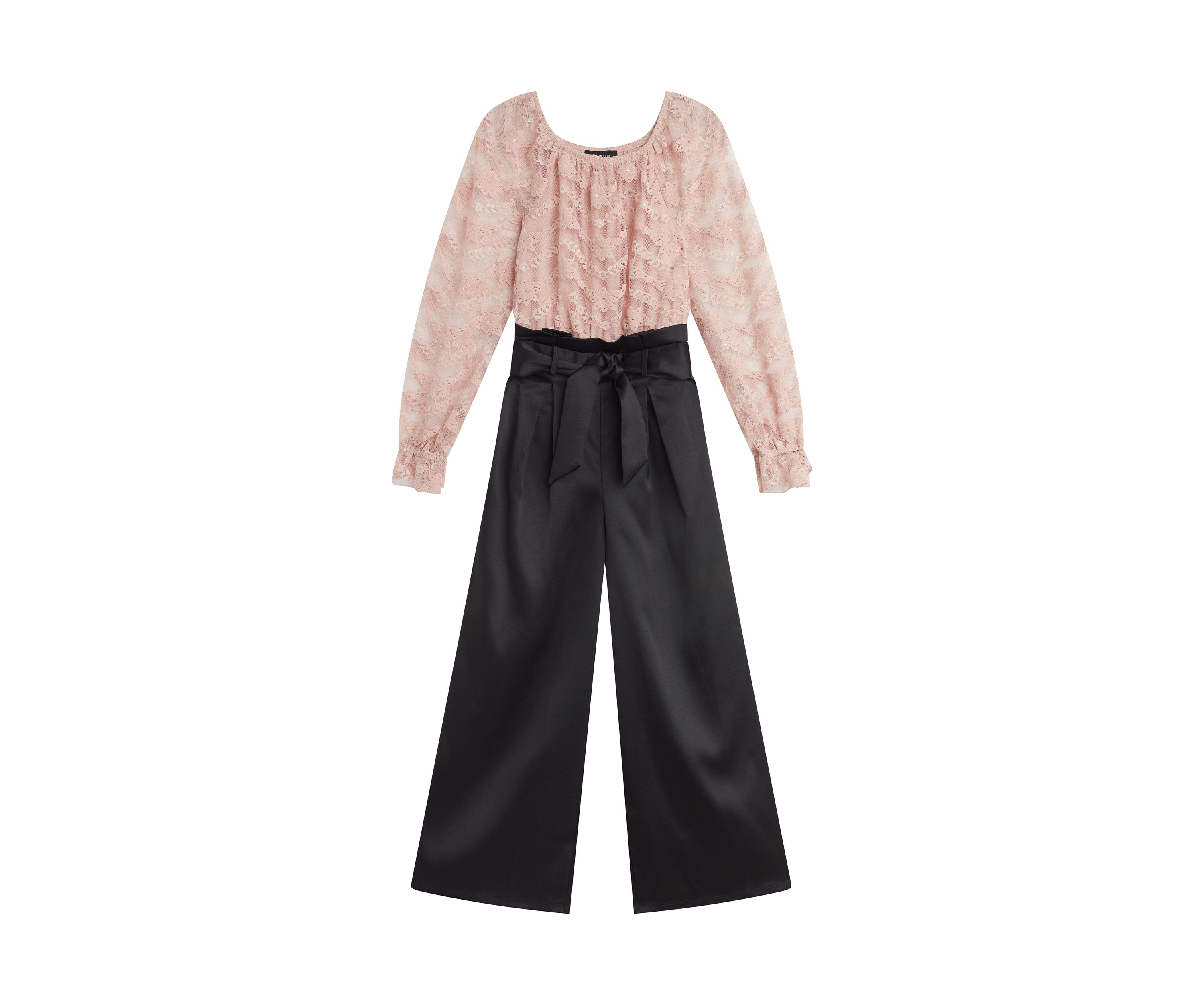 Girls 7-16 Lace Bodice and Paperbag Pants Jumpsuit