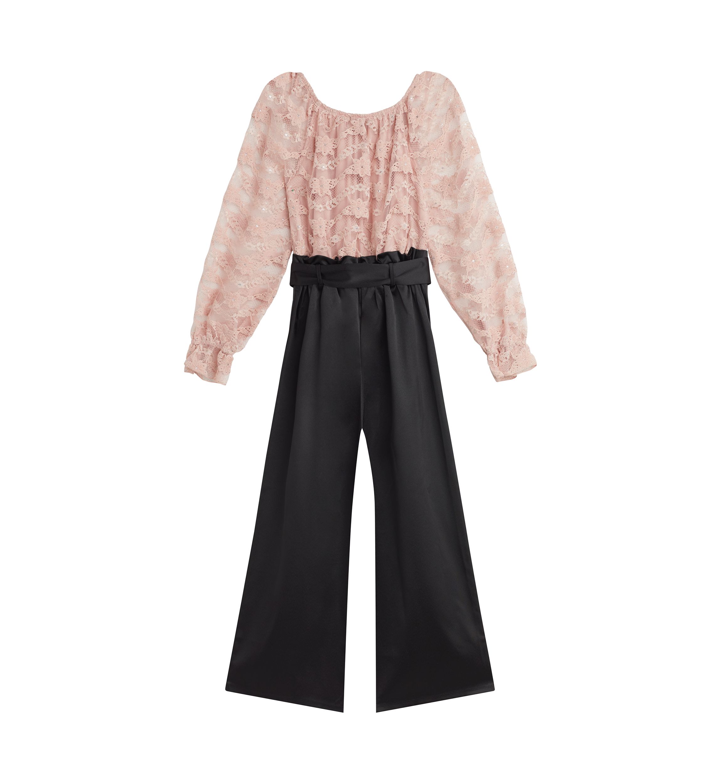 Girls 7-16 Lace Bodice and Paperbag Pants Jumpsuit