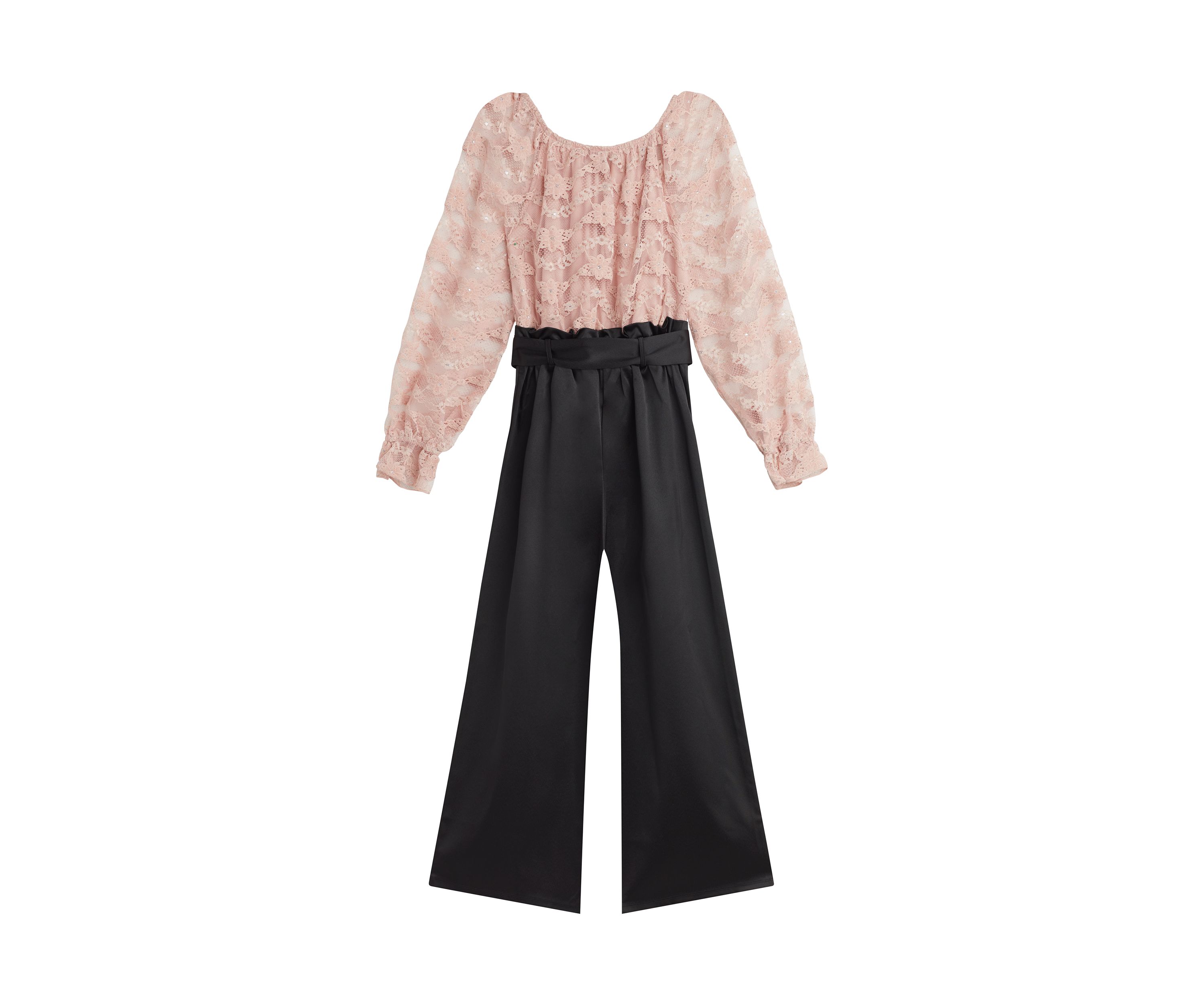 Girls 7-16 Lace Bodice and Paperbag Pants Jumpsuit