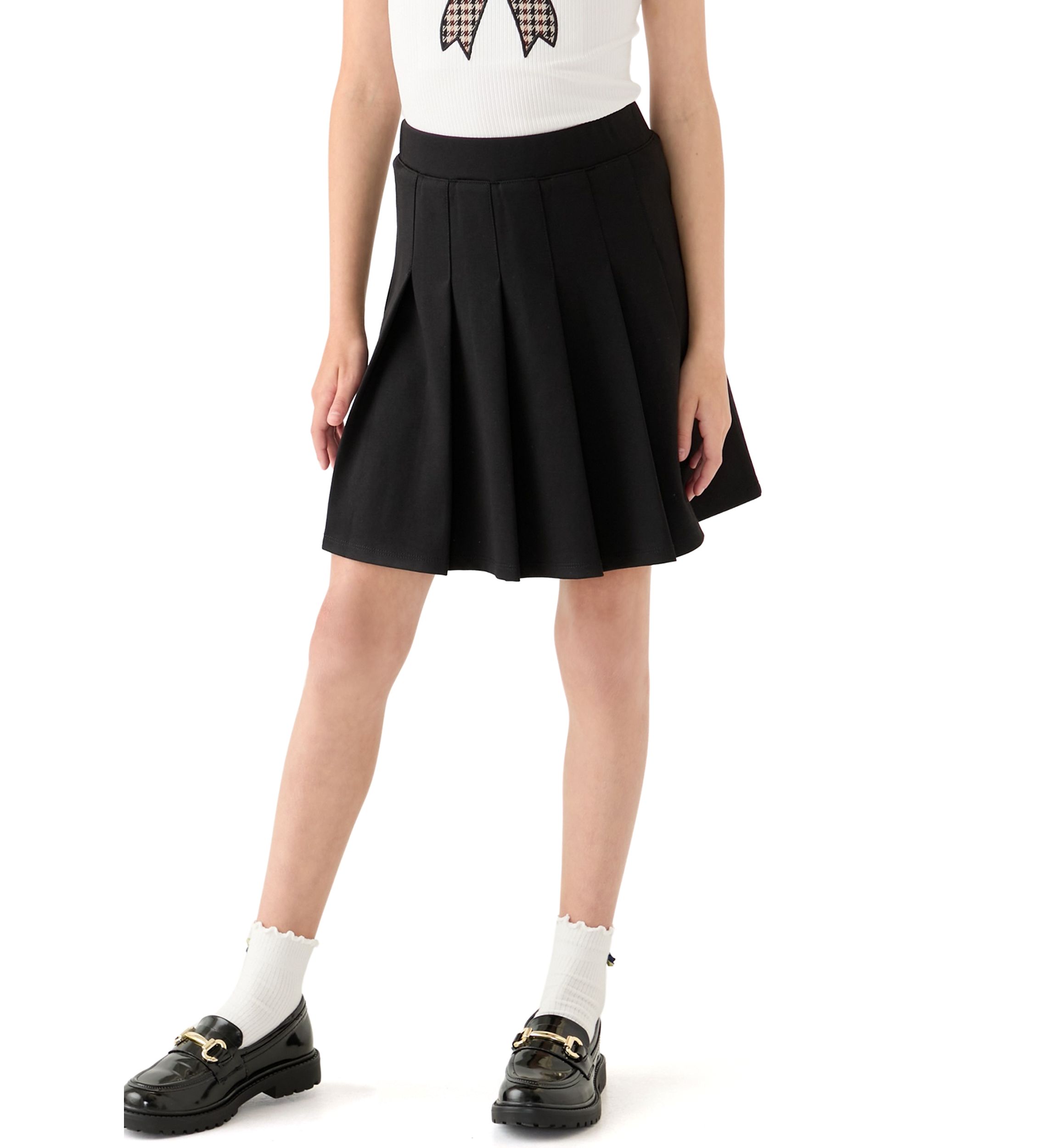 Girls 7-16 Pleated Black Skirt 