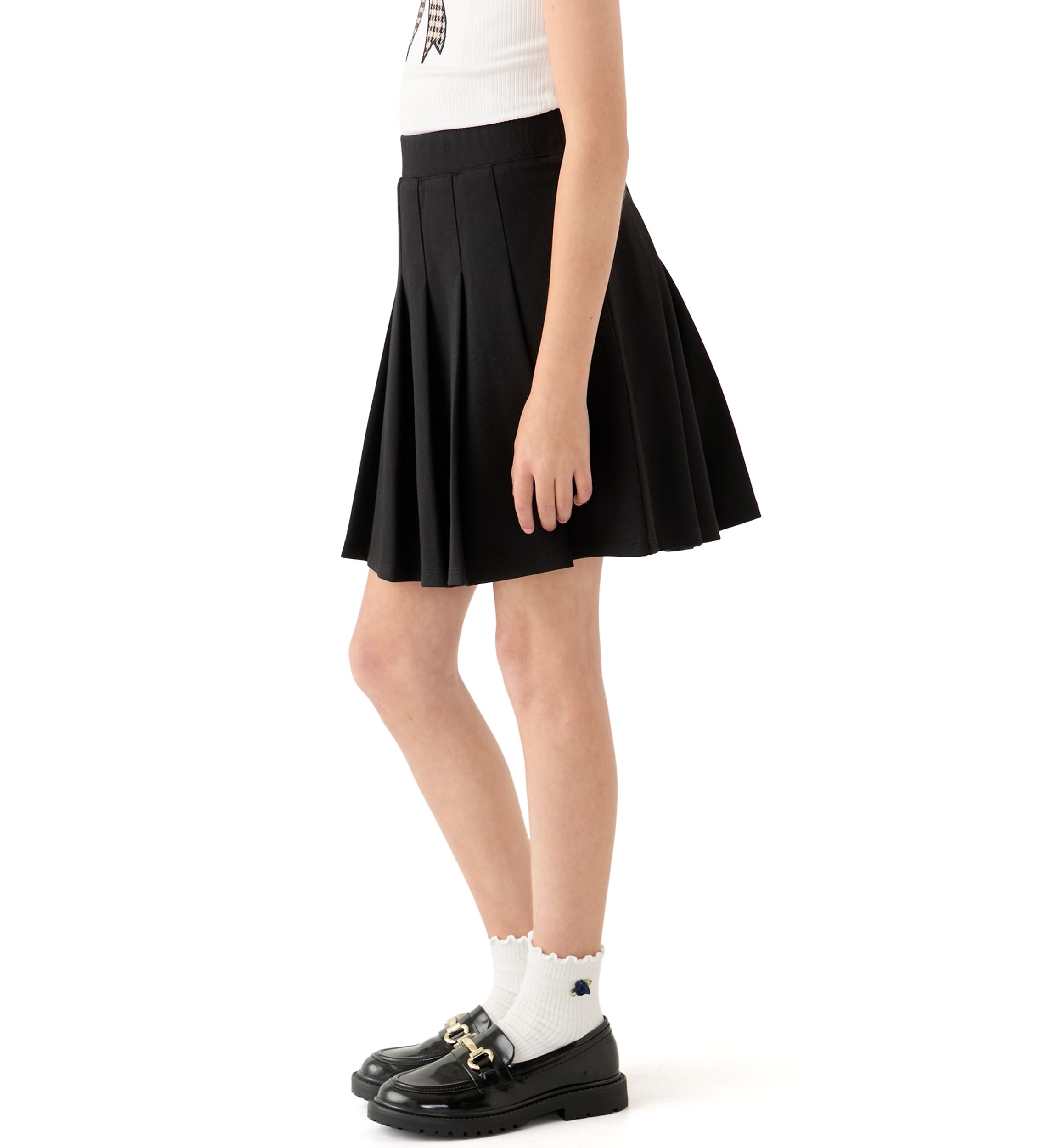Girls 7-16 Pleated Black Skirt 