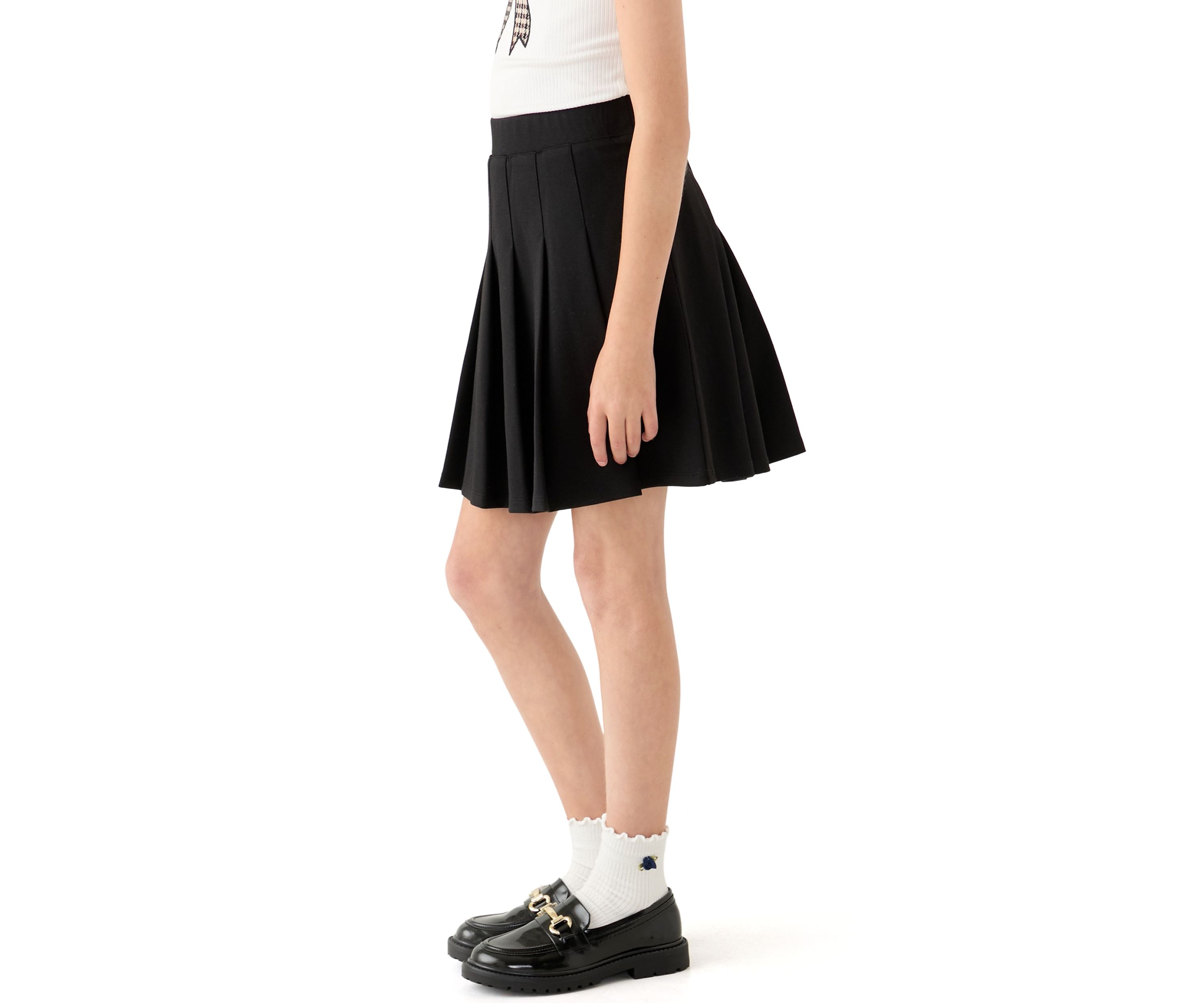 Girls 7-16 Pleated Black Skirt 