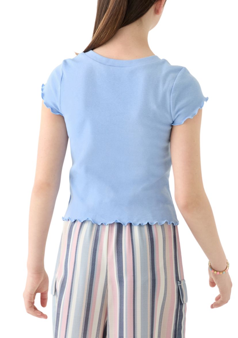 Girls 7-16 Tie Front Floral Graphic T-Shirt